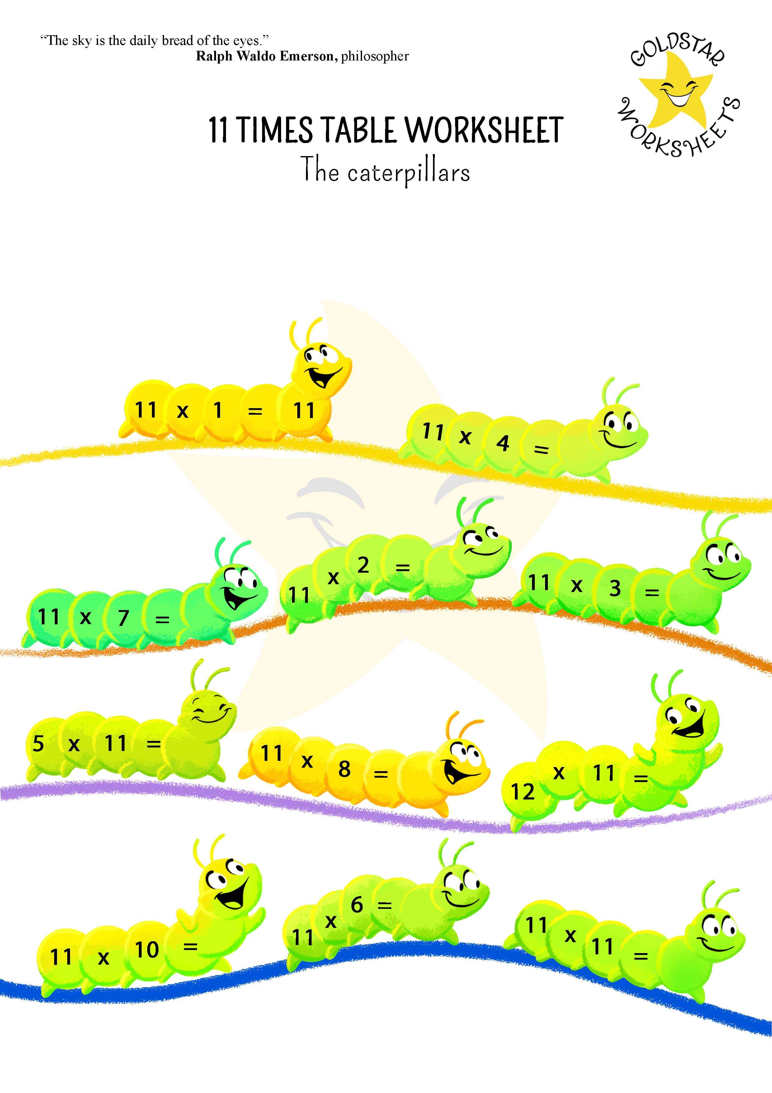 11 times table caterpillars