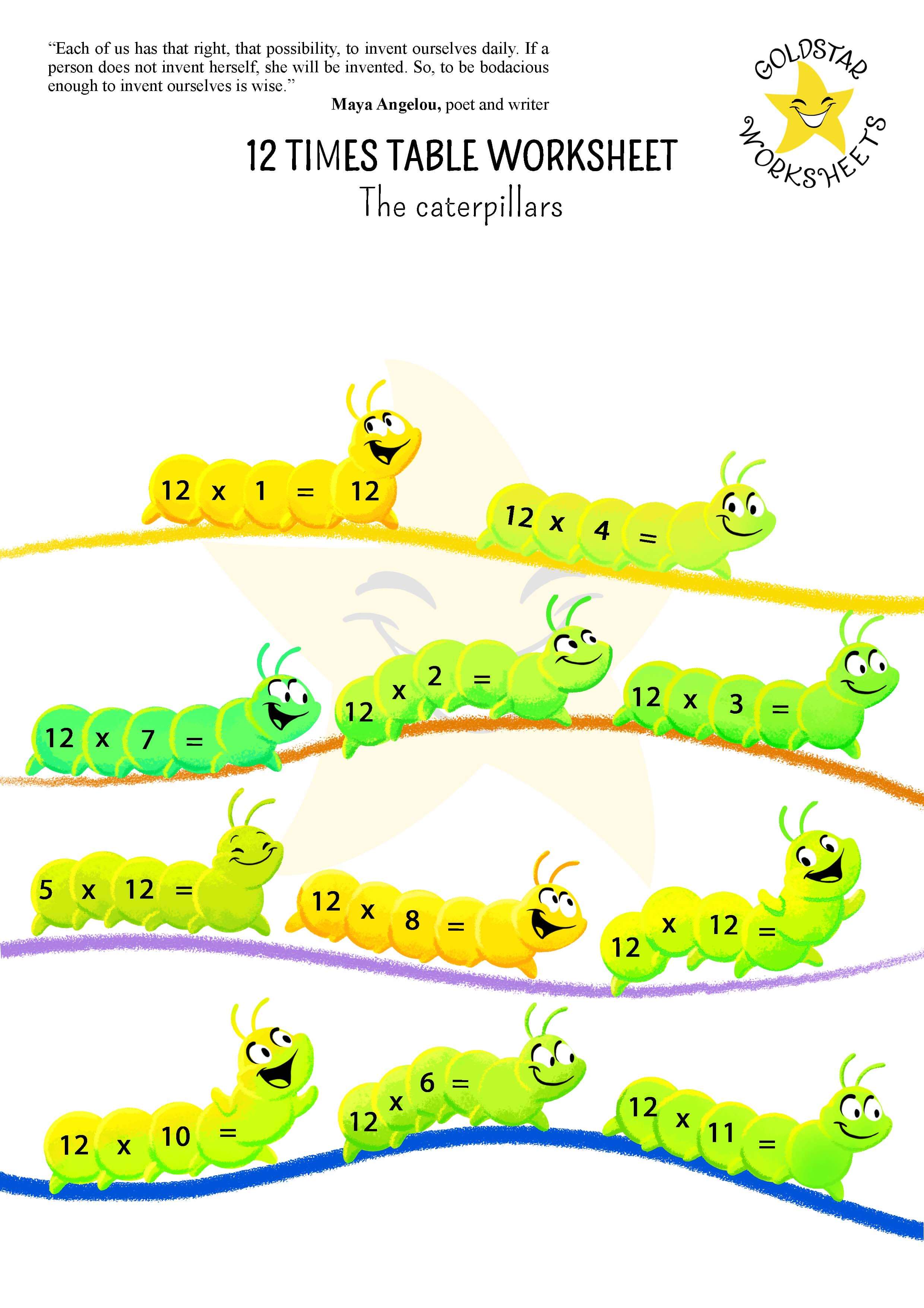 12 times table caterpillars