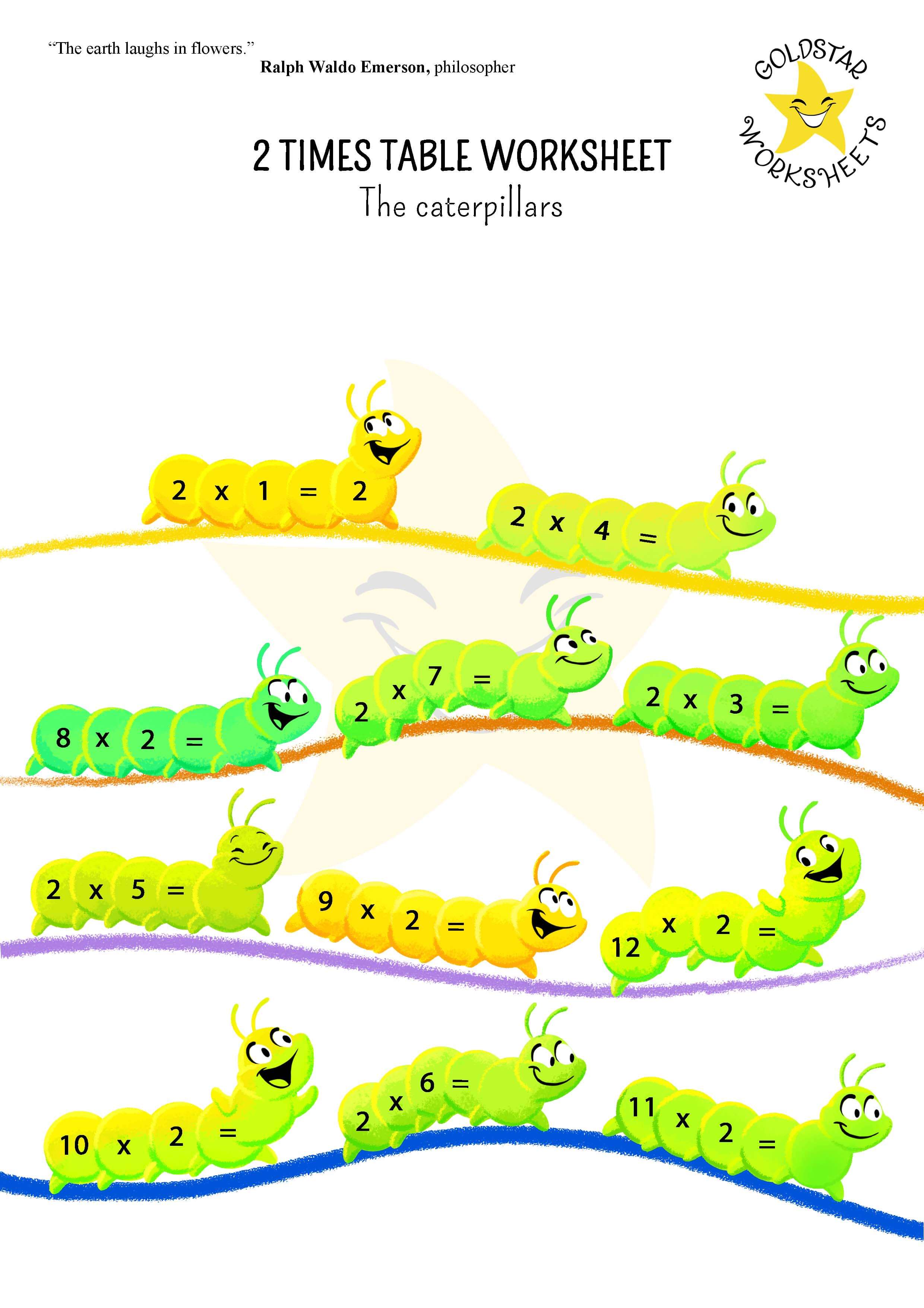 2 times table caterpillars