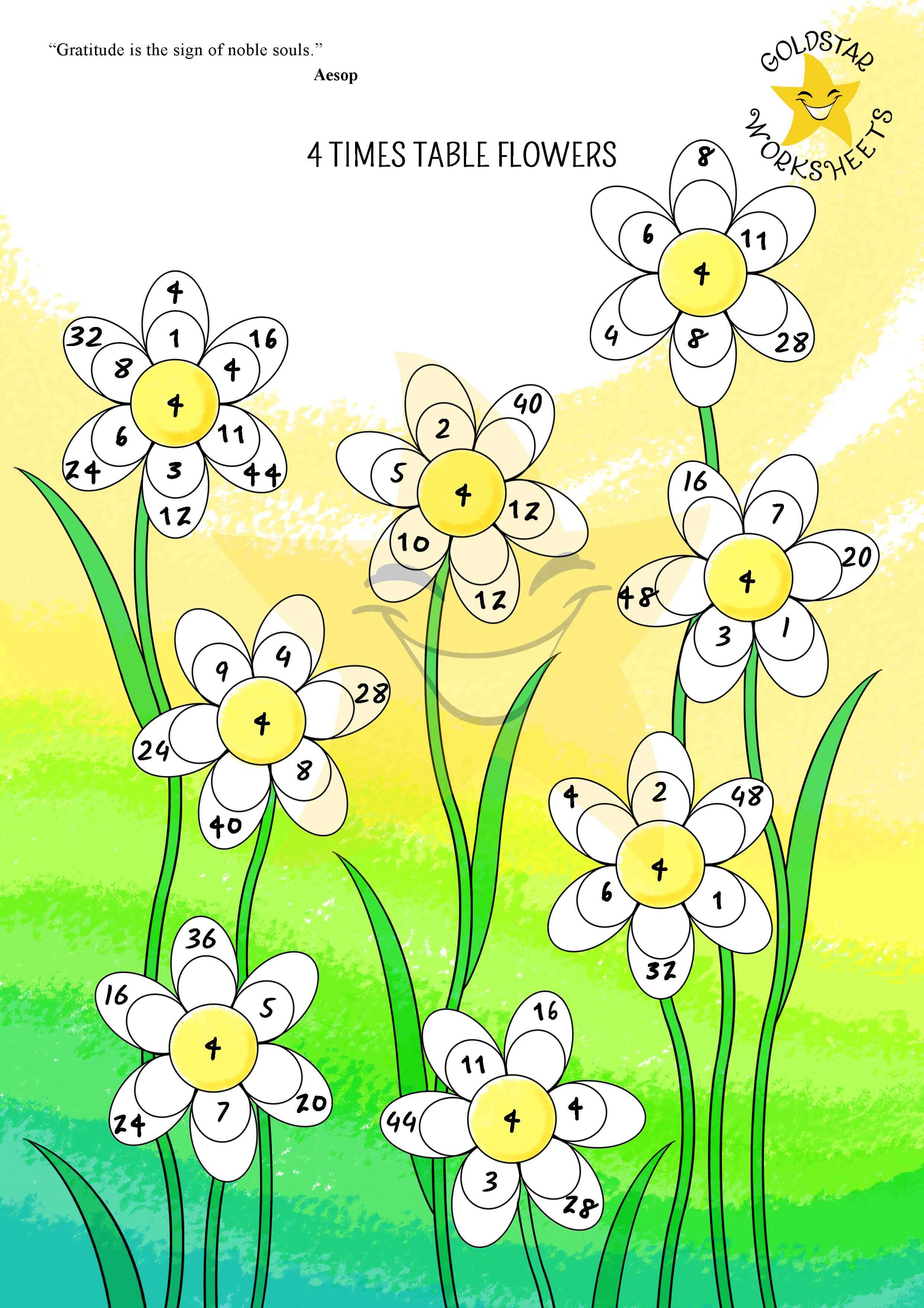 4 times table flowers
