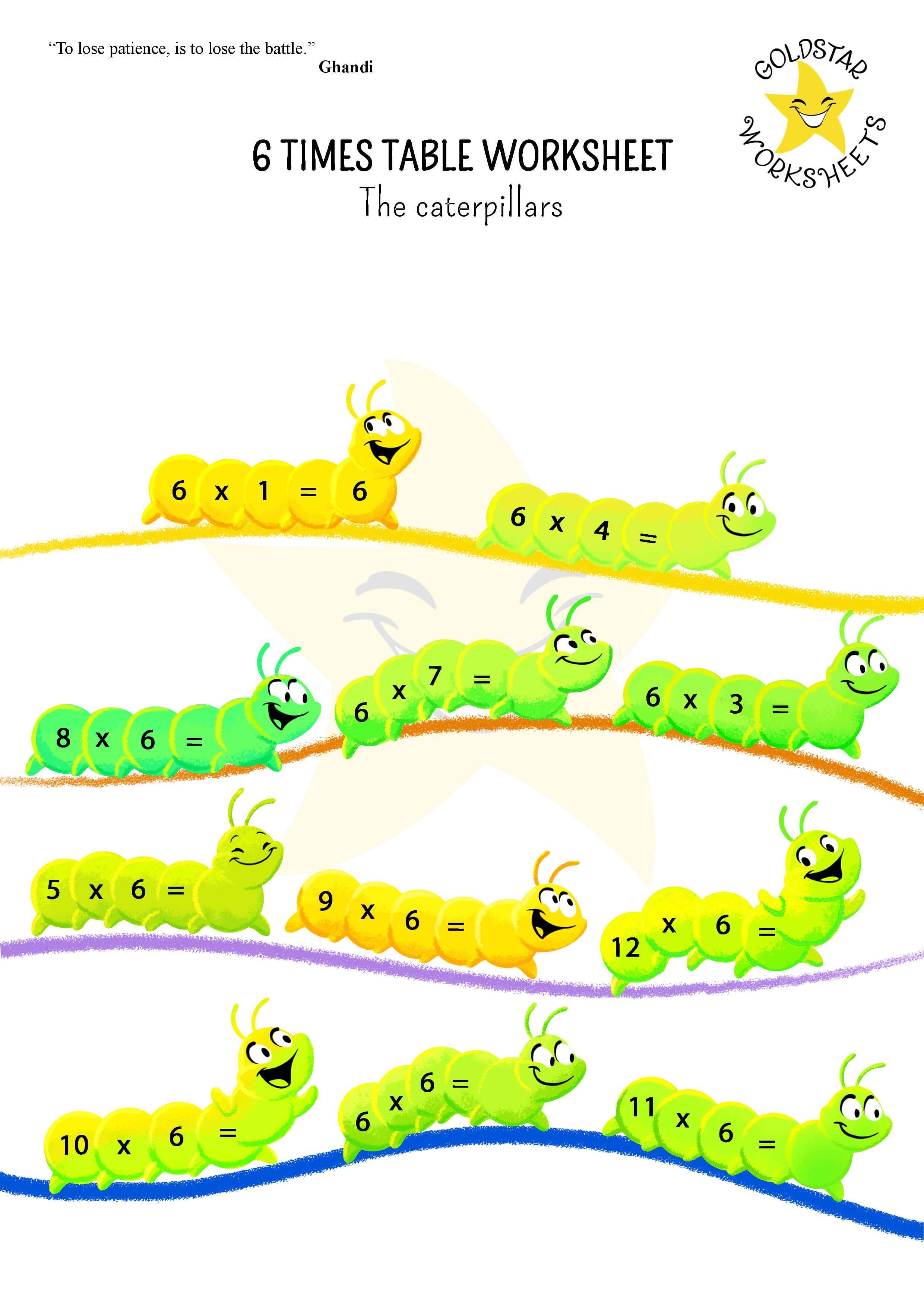 6 times table caterpillars