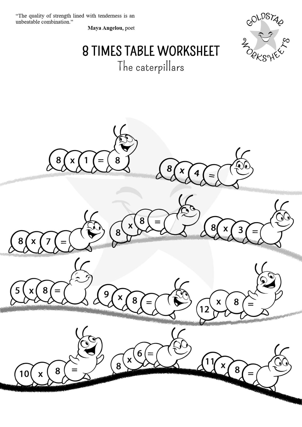8 times table caterpillars