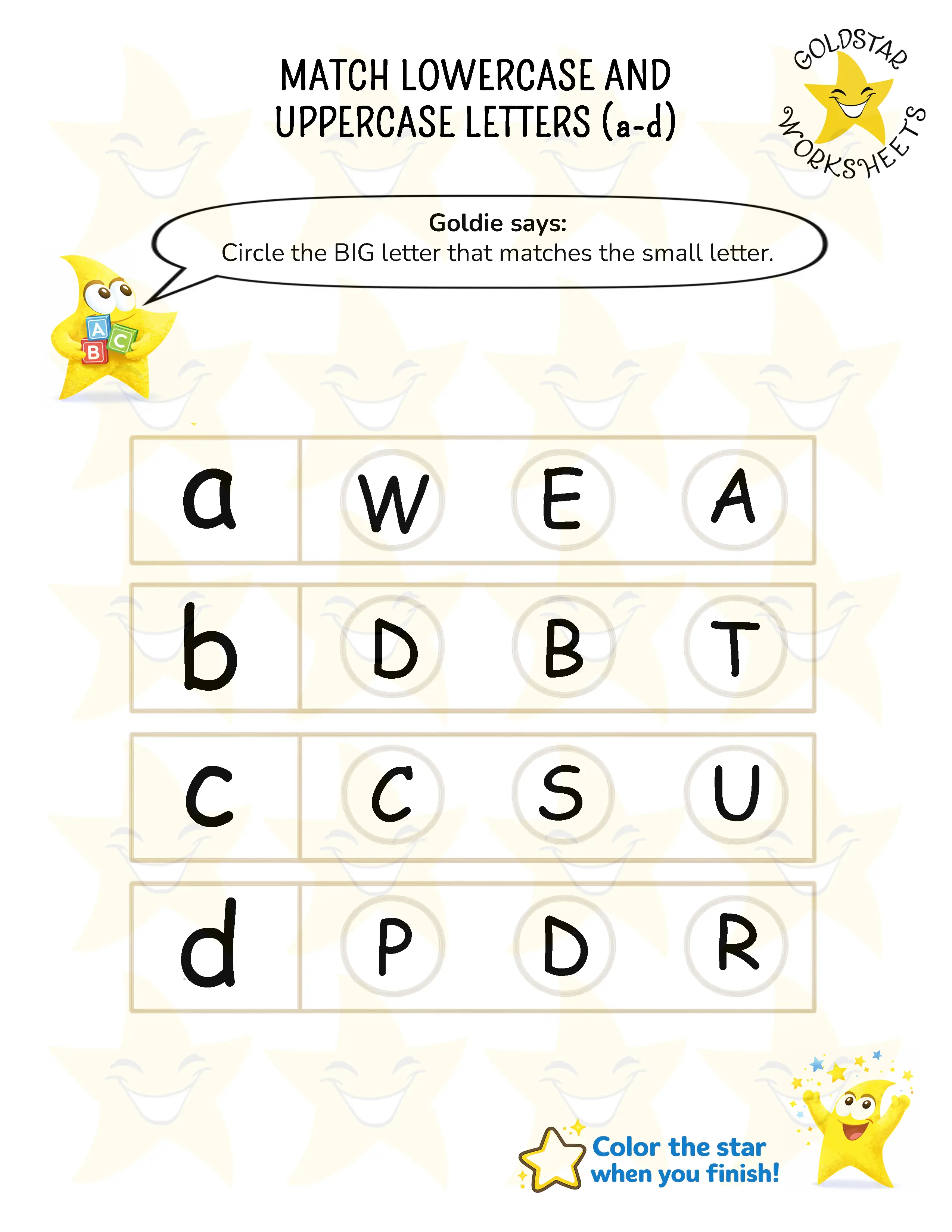 Matching lowercase with uppercase letters