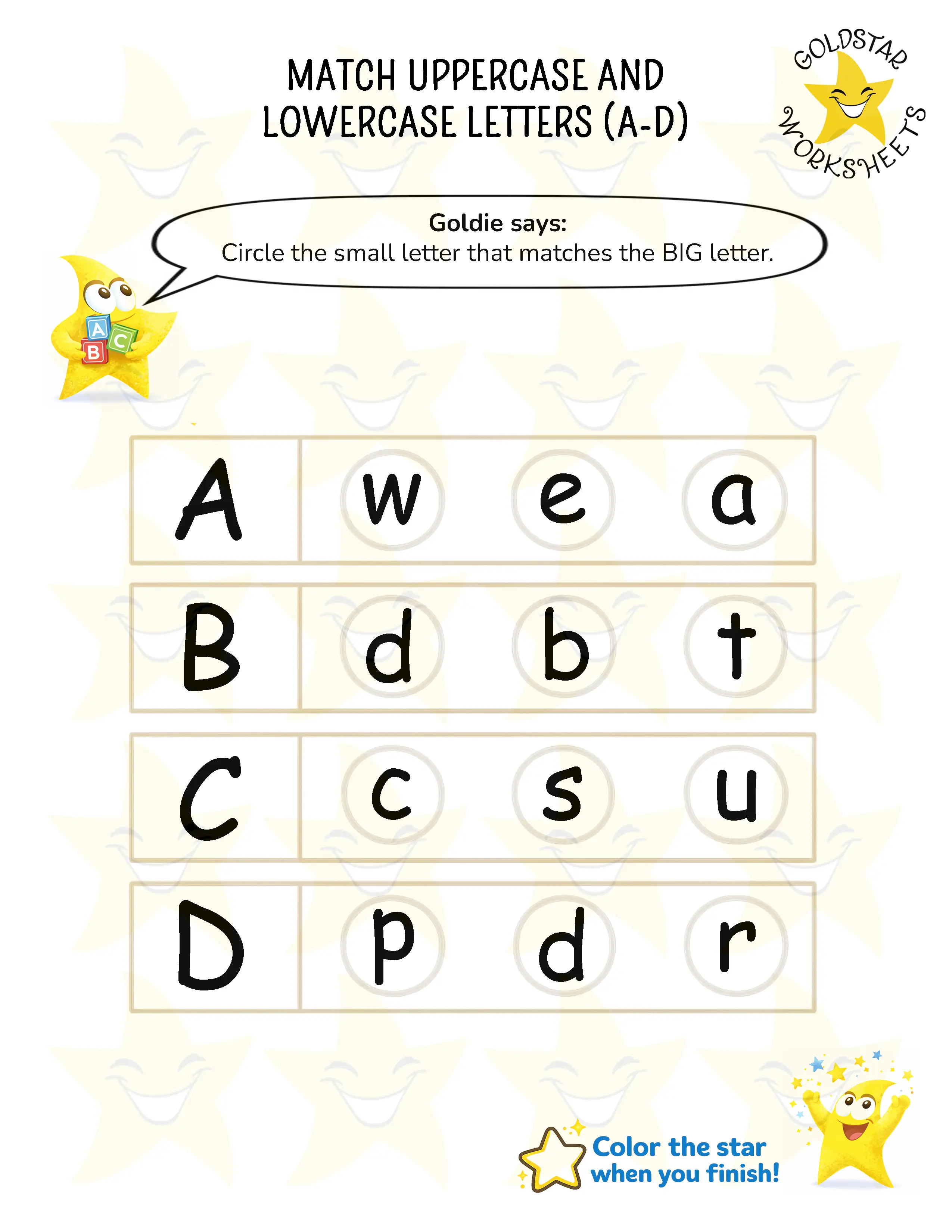 Matching uppercase with lowercase letters