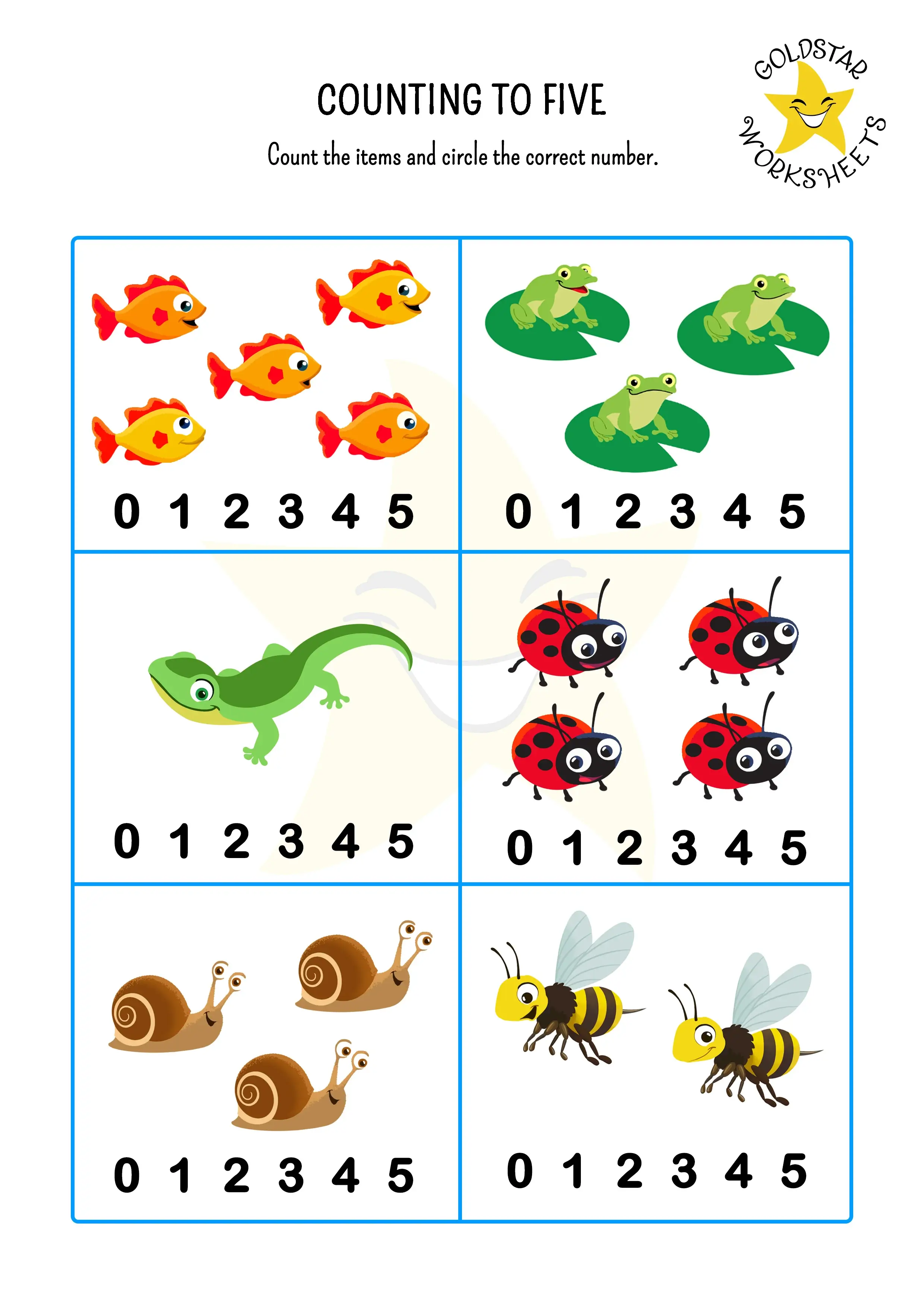 Counting to 5 Worksheet