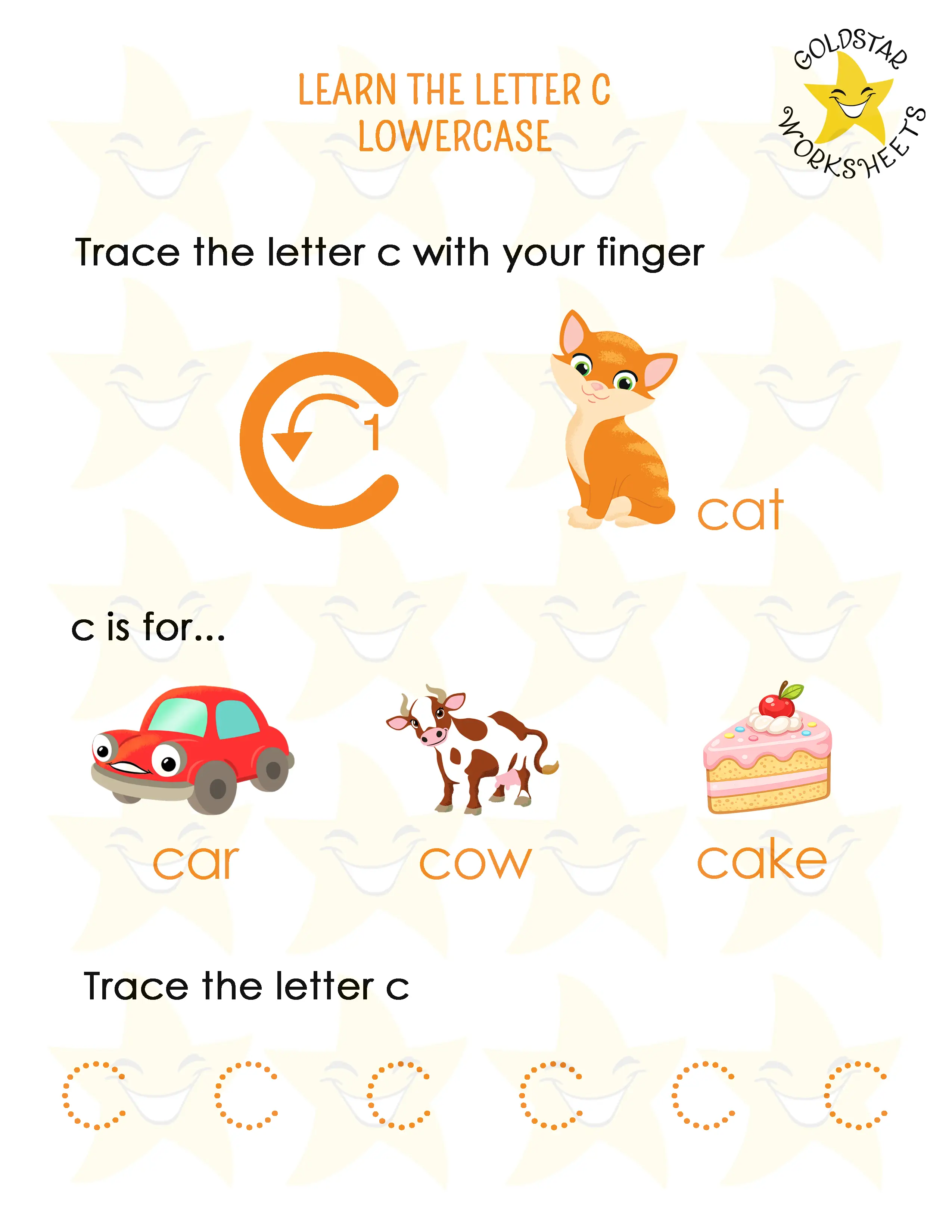 Learn the lowercase letter c worksheet