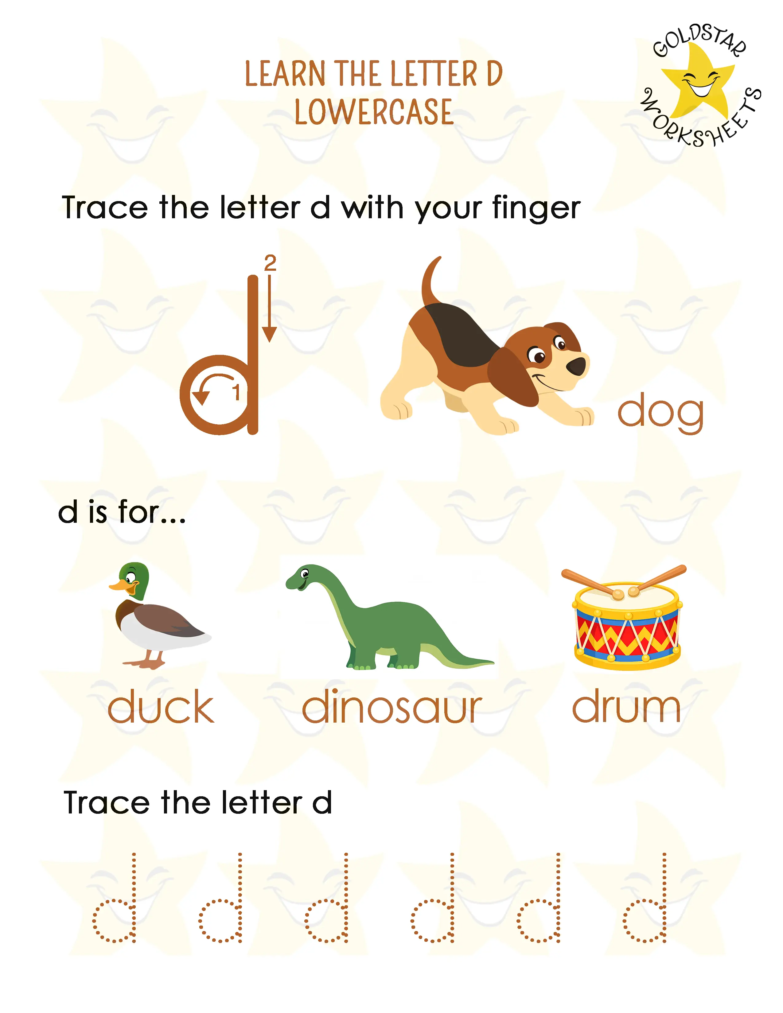 Learn the lowercase letter d worksheet