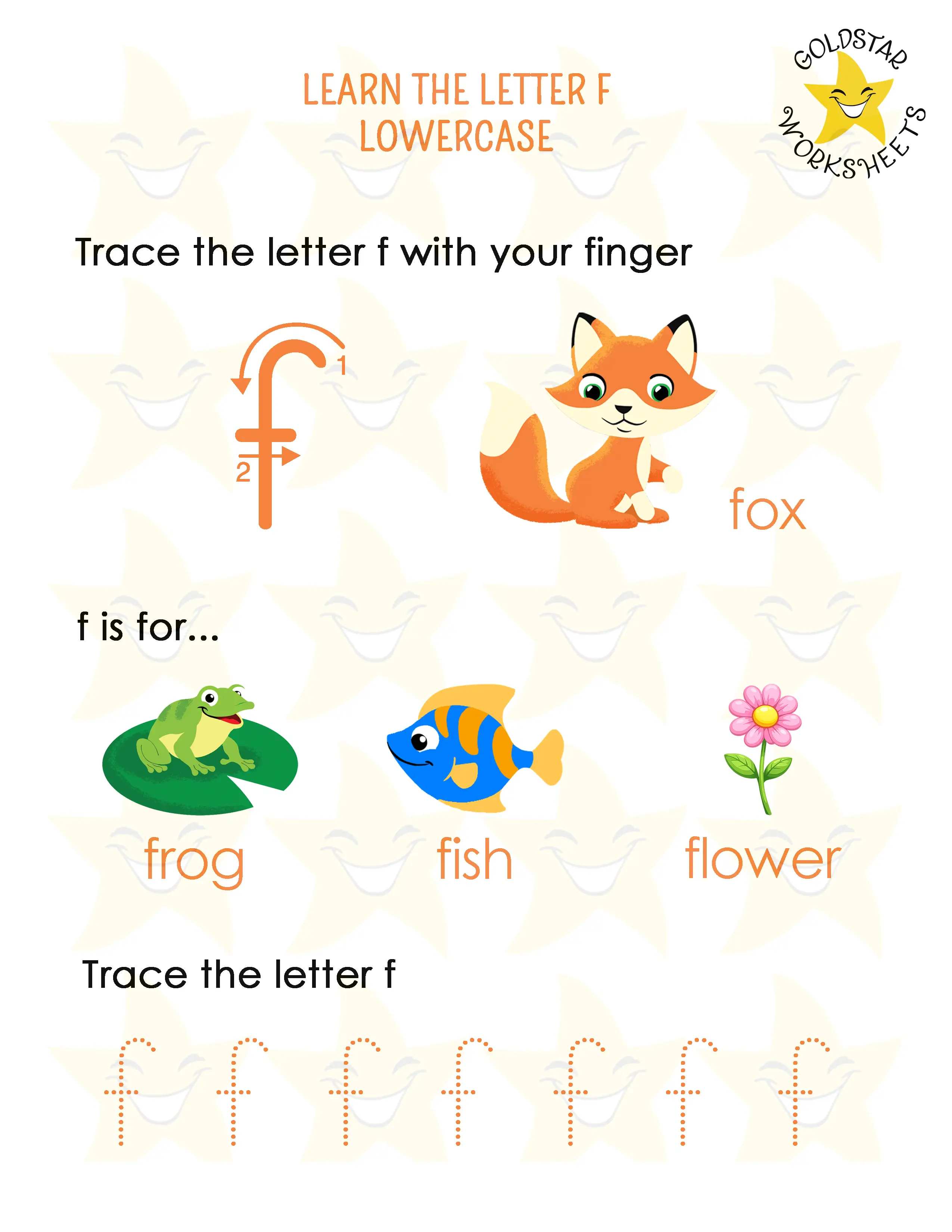 Learn the lowercase letter f worksheet
