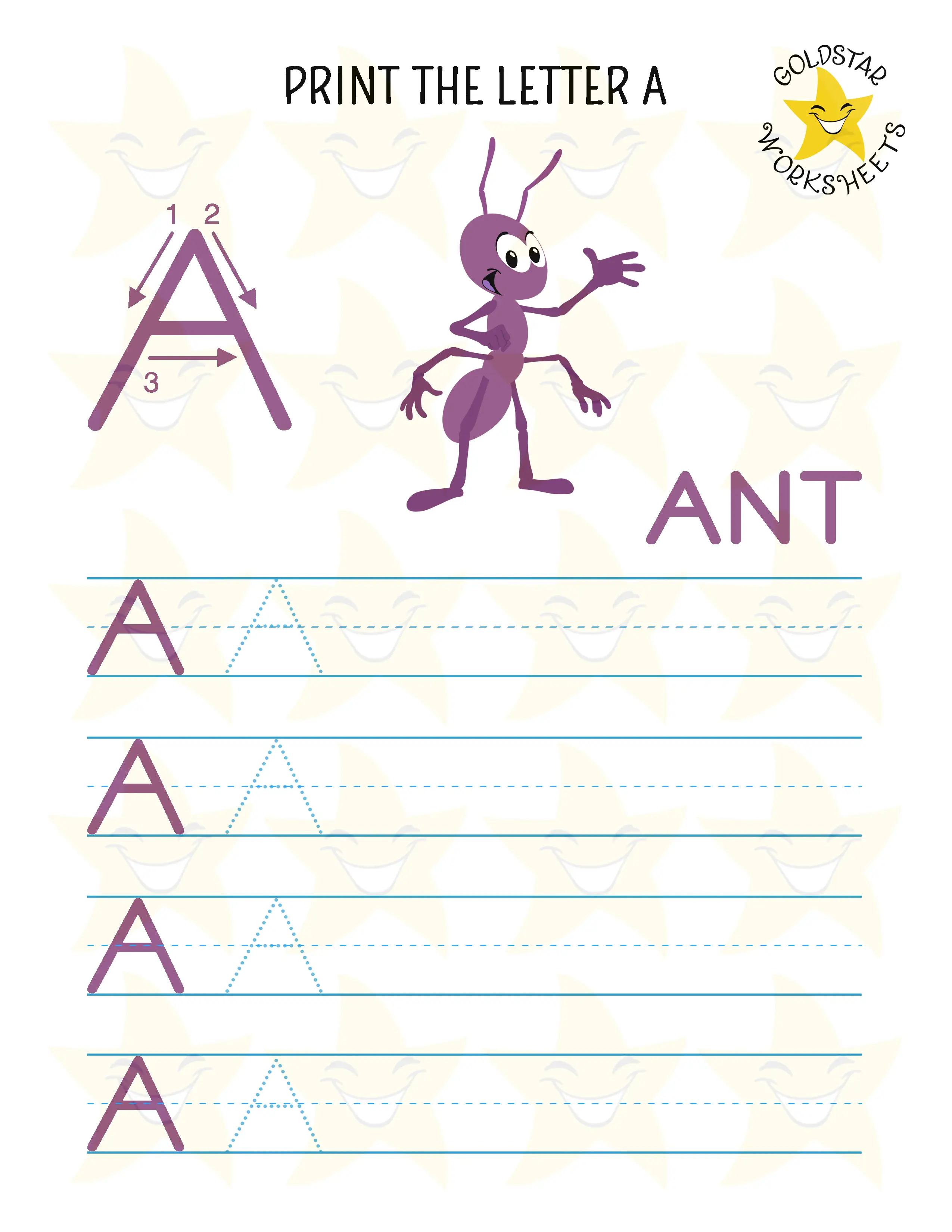 Print Uppercase Letter A Worksheet