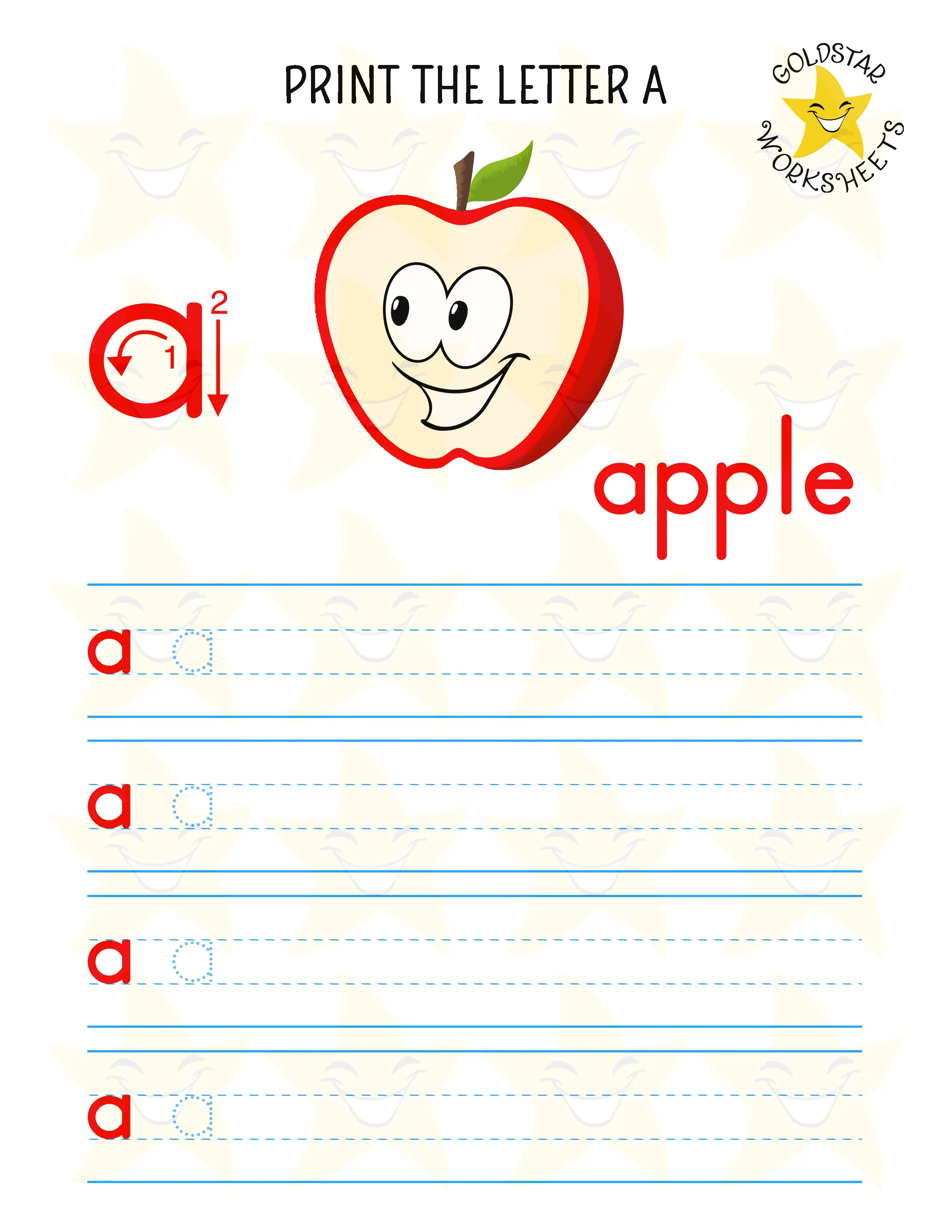 Print lowercase Letter A Worksheet