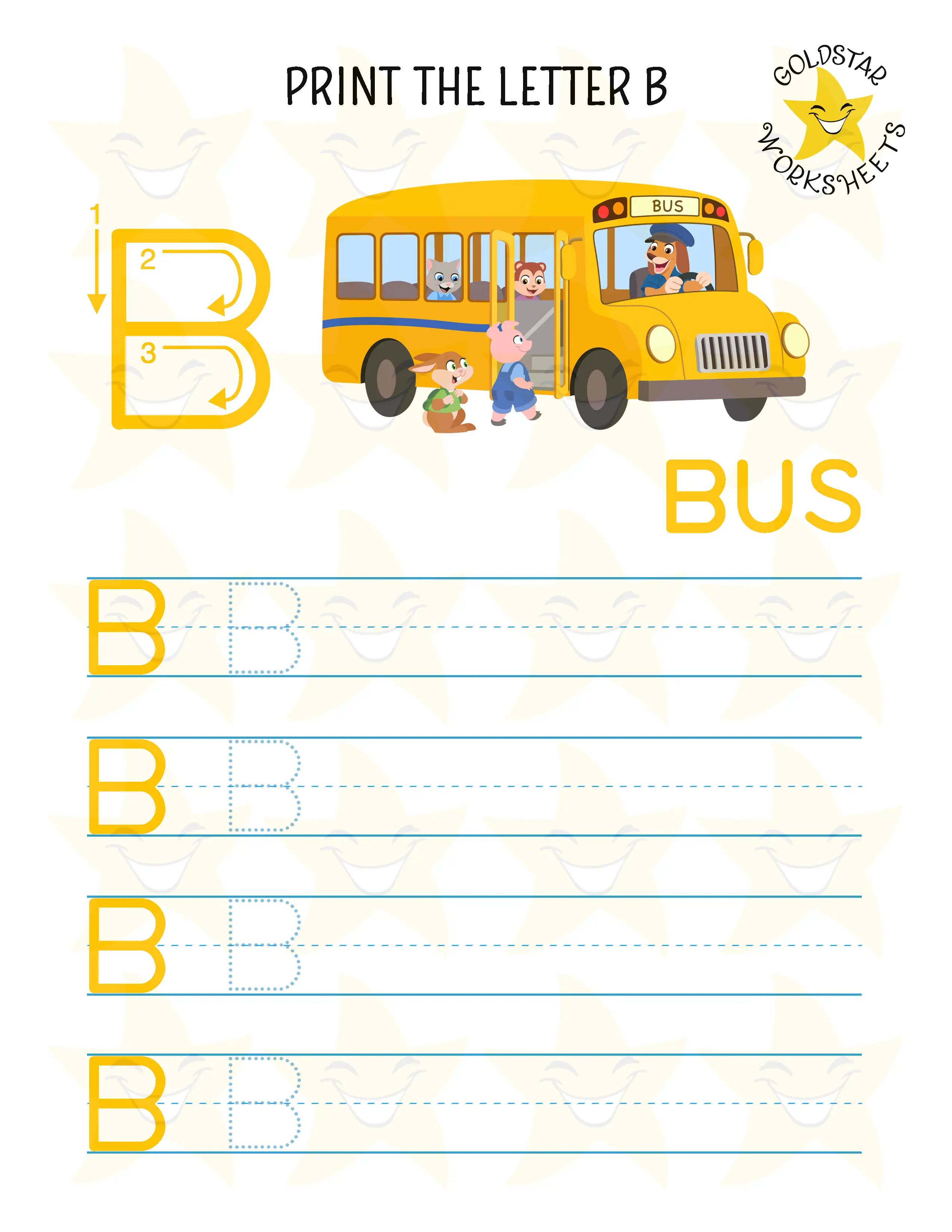 Print Uppercase Letter B Worksheet