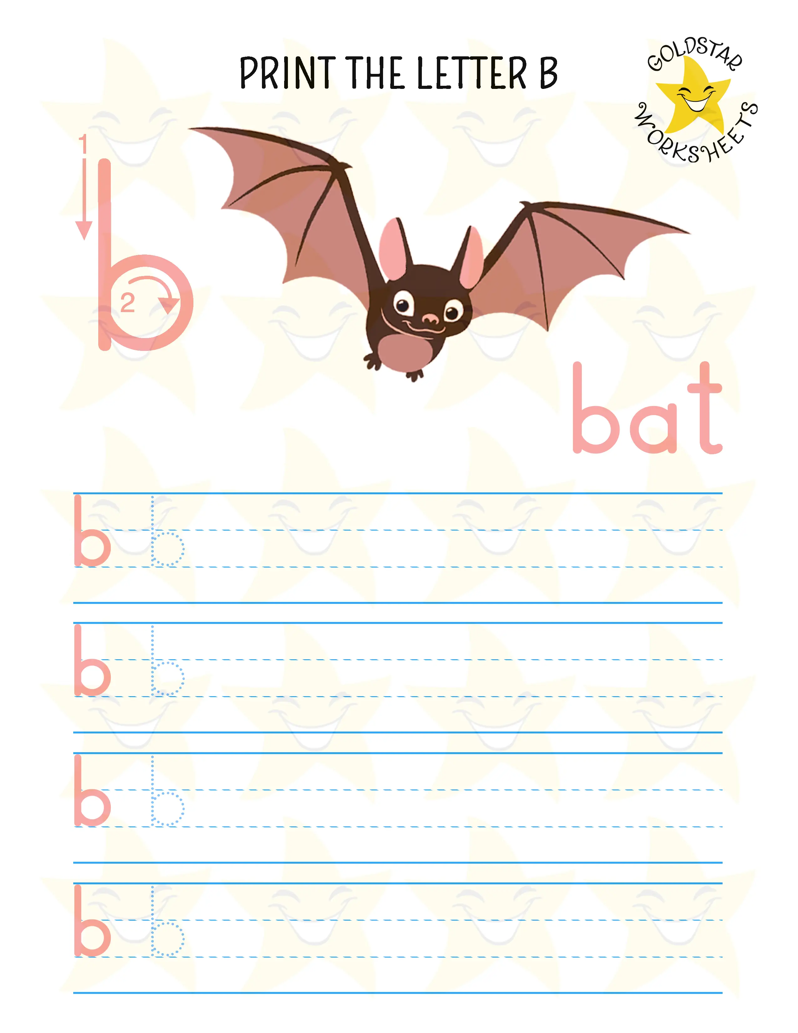 Print lowercase Letter B Worksheet