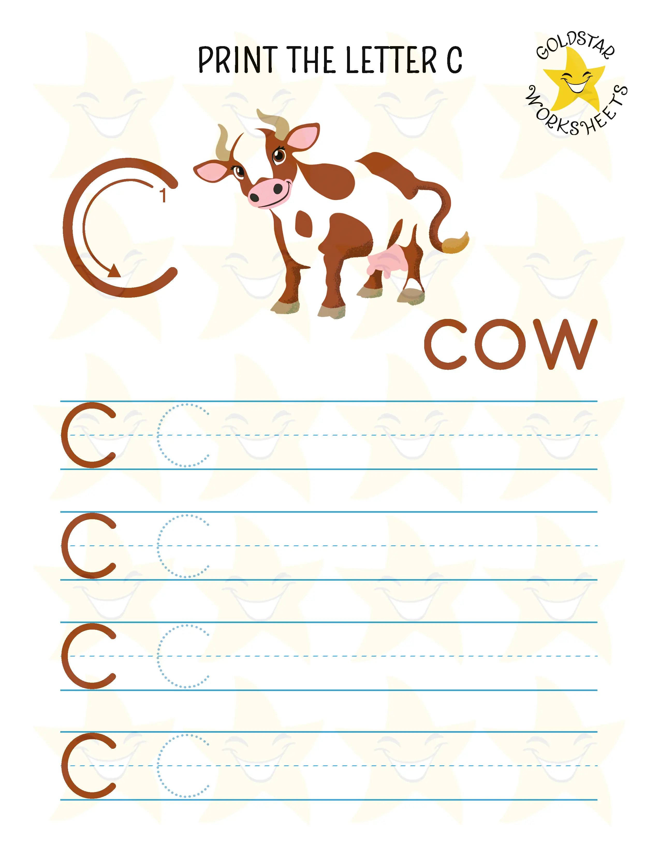 Print Uppercase Letter C Worksheet