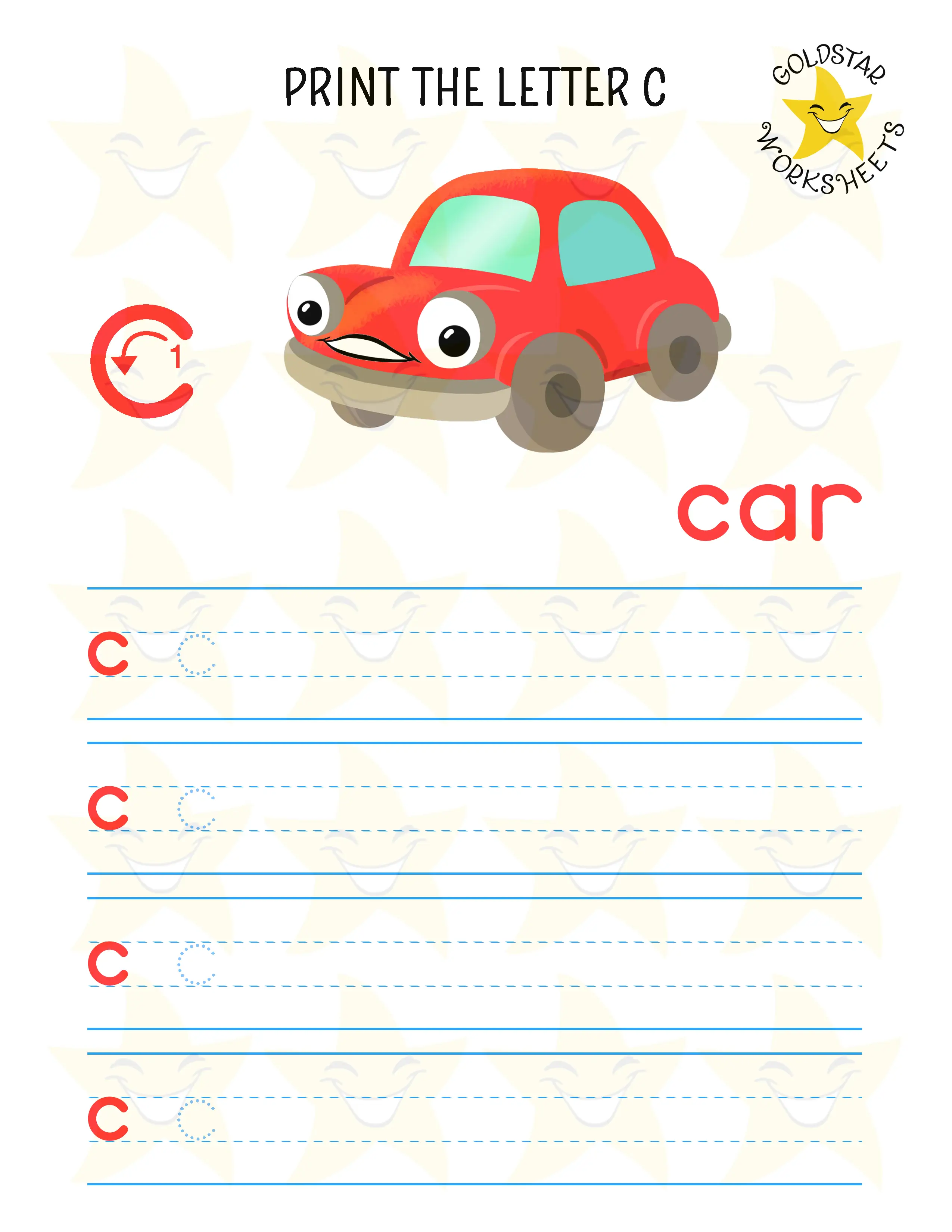 Print lowercase Letter C Worksheet
