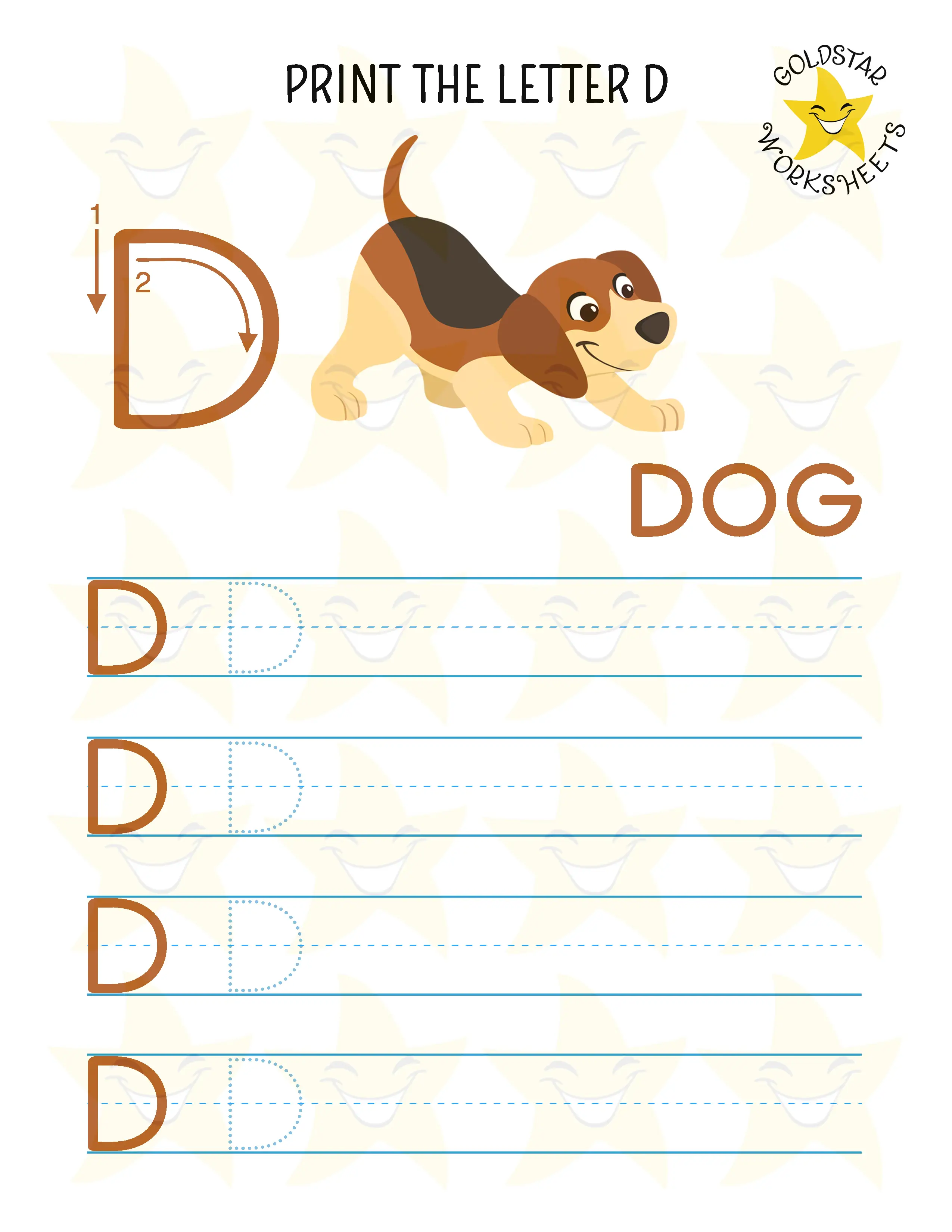 Print Uppercase Letter D Worksheet