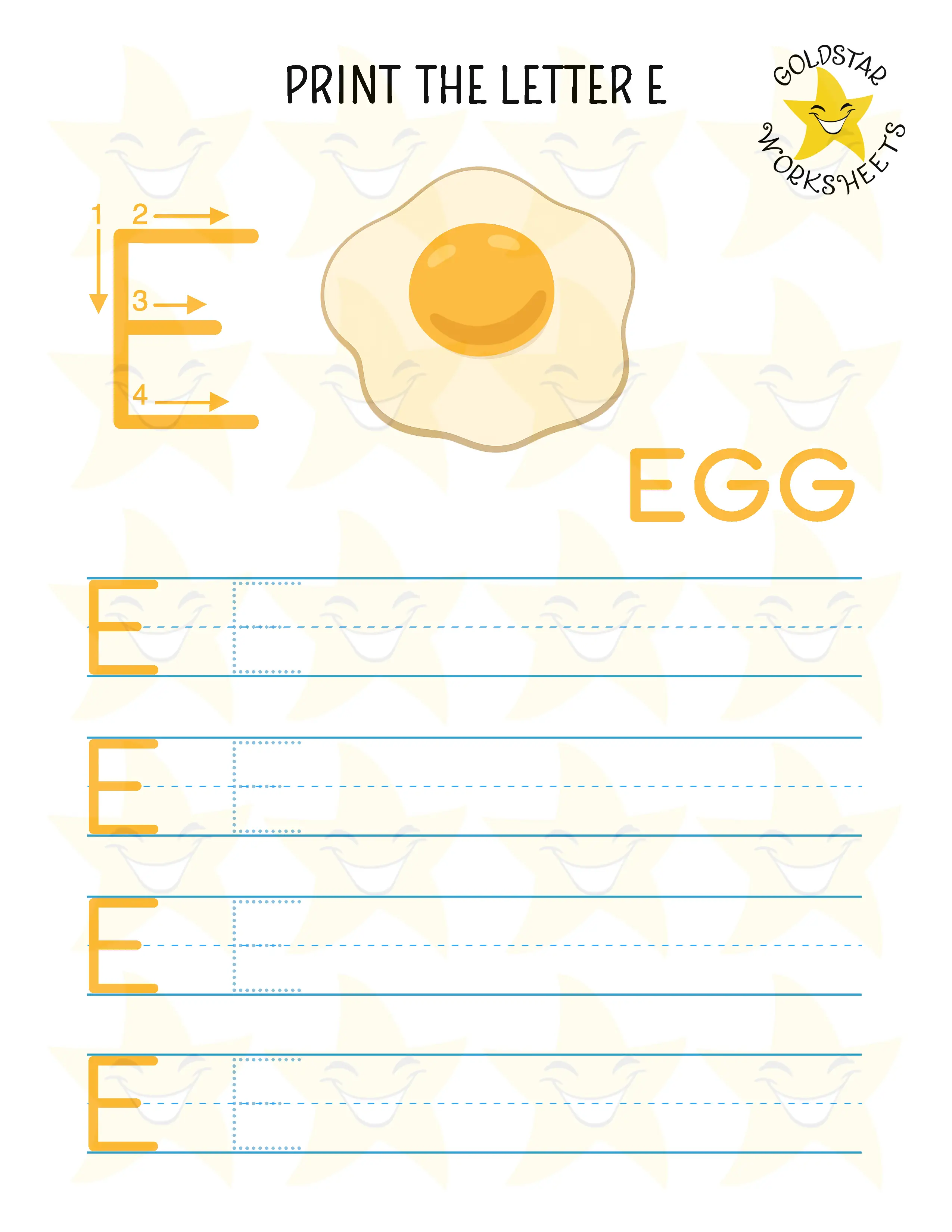 Print Uppercase Letter E Worksheet