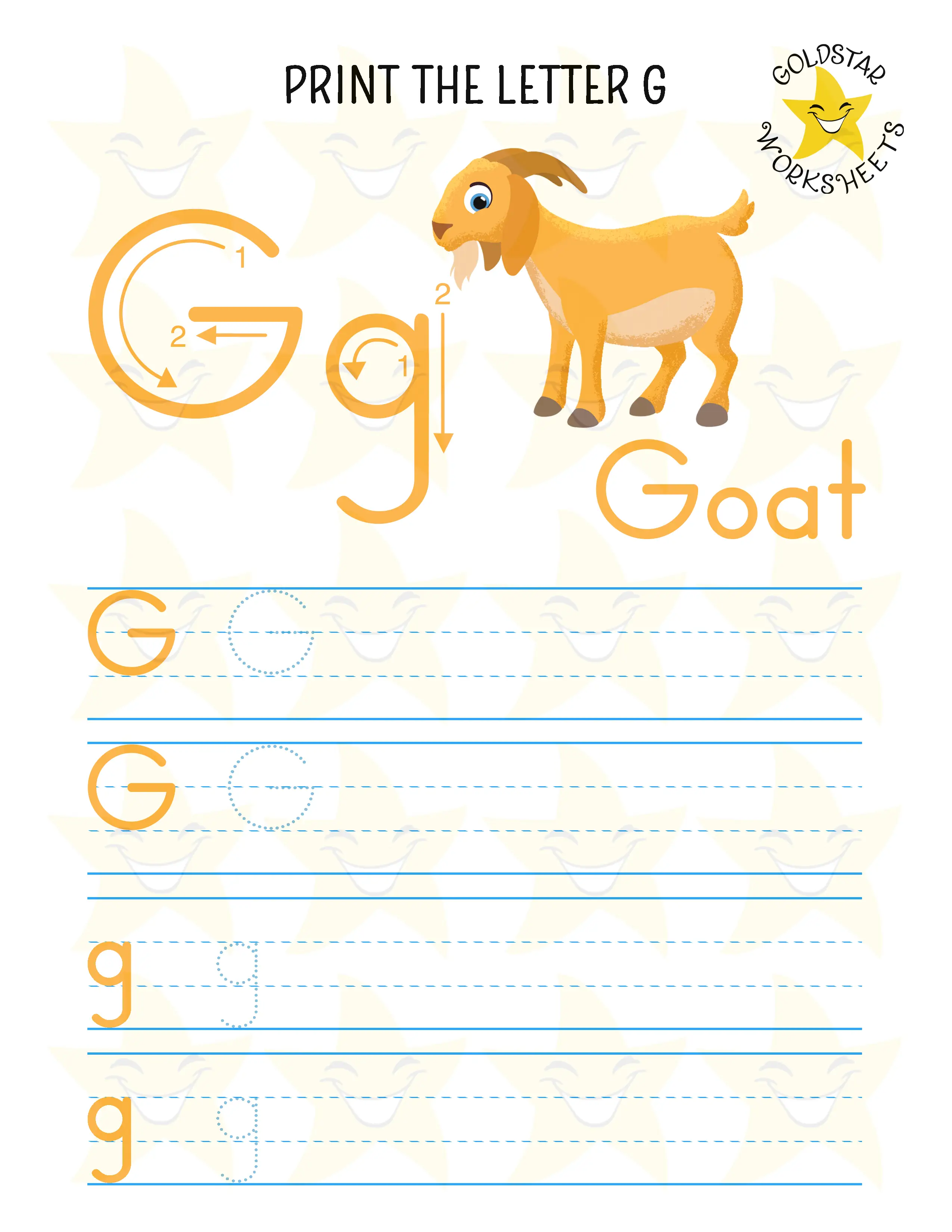 Print Mixed Case Letter G Worksheet