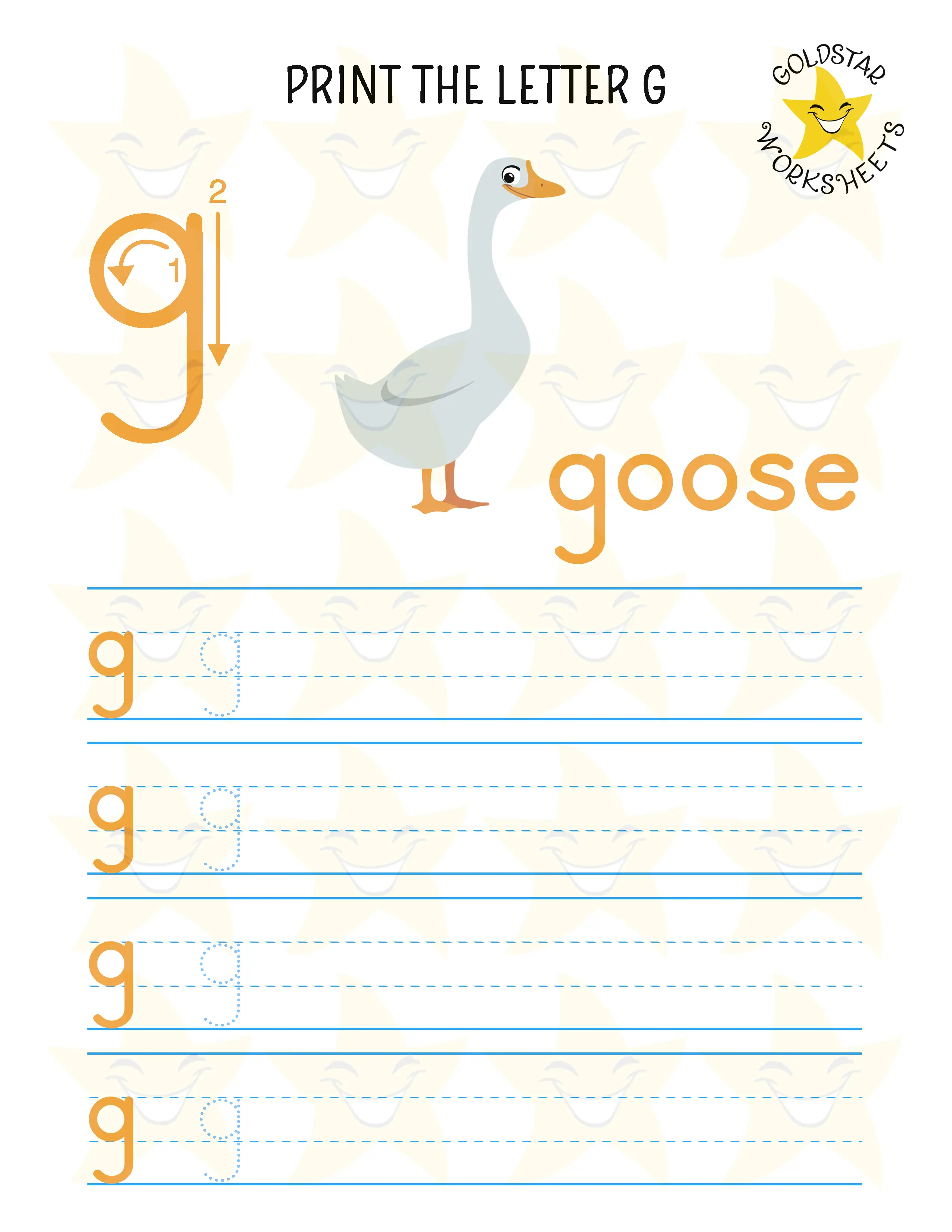Print Lowercase Letter G Worksheet