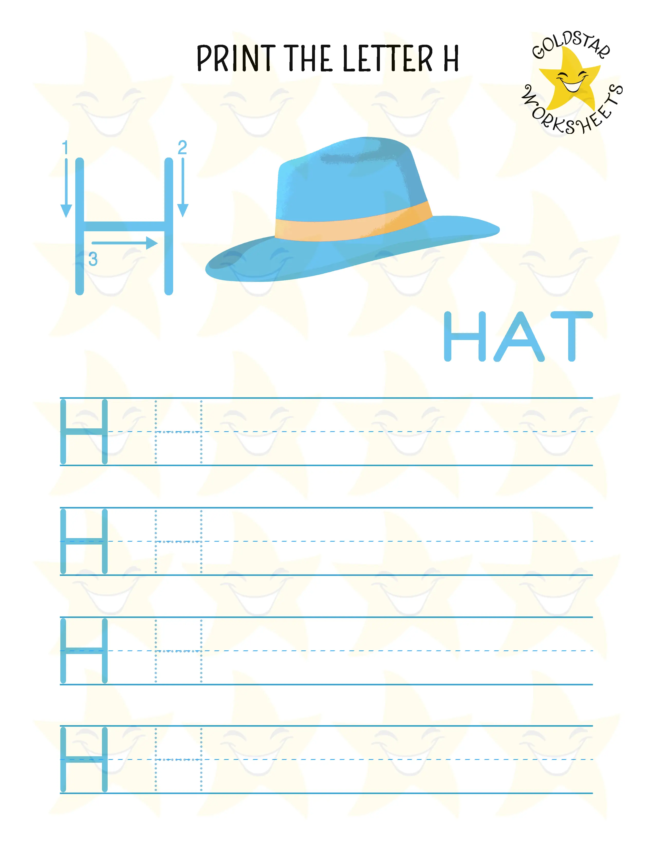 Print Uppercase Letter H Worksheet