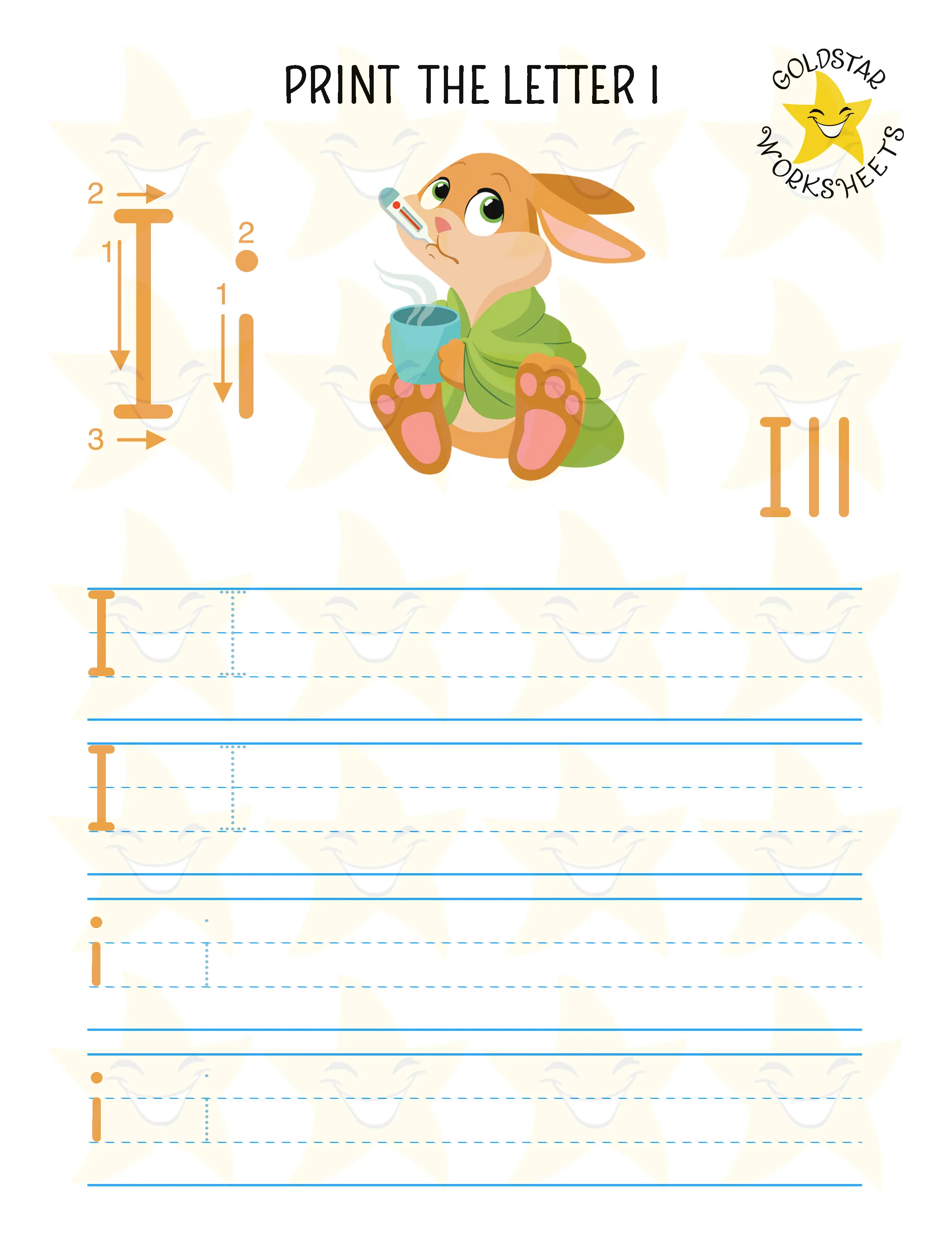 Print Mixed Case Letter I Worksheet