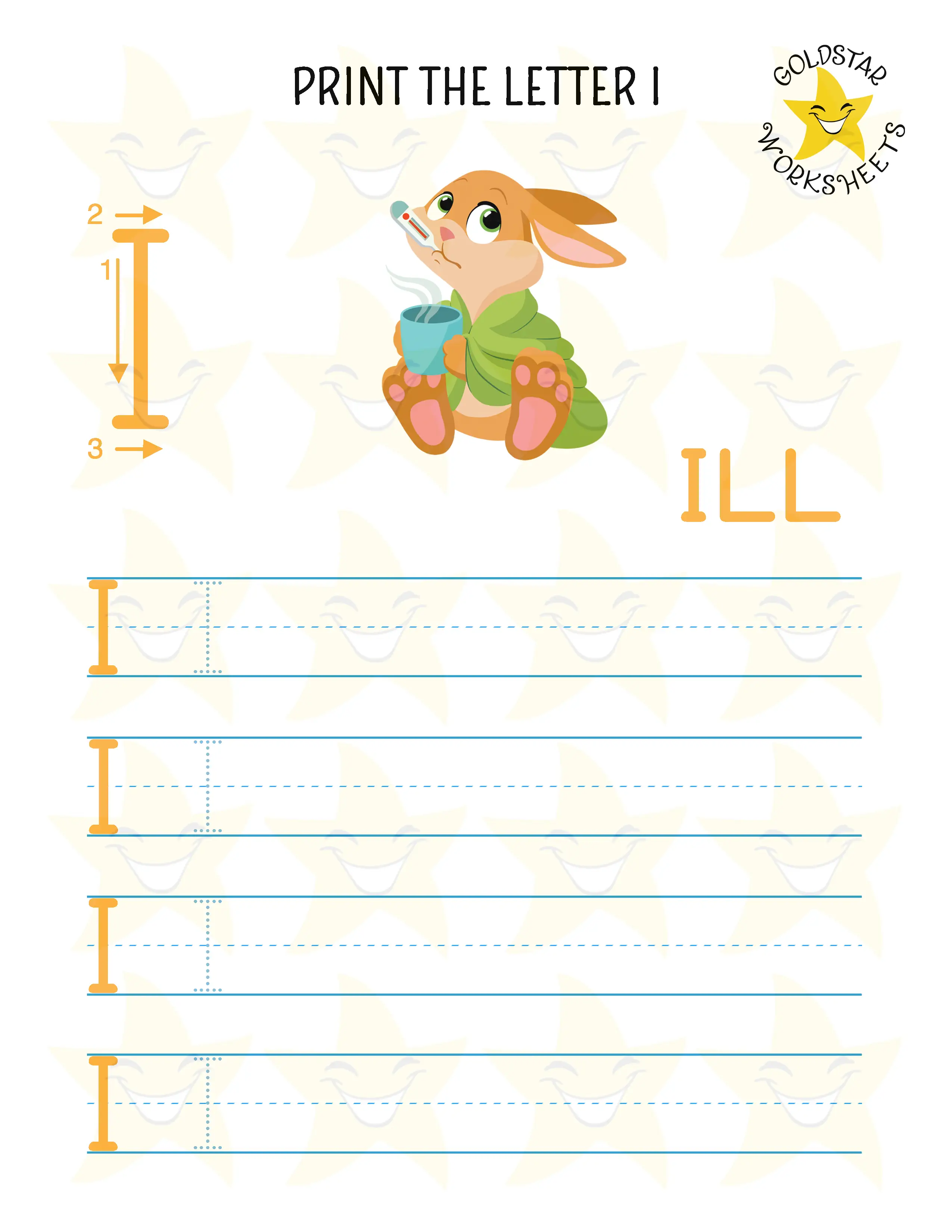 Print Uppercase Letter I Worksheet