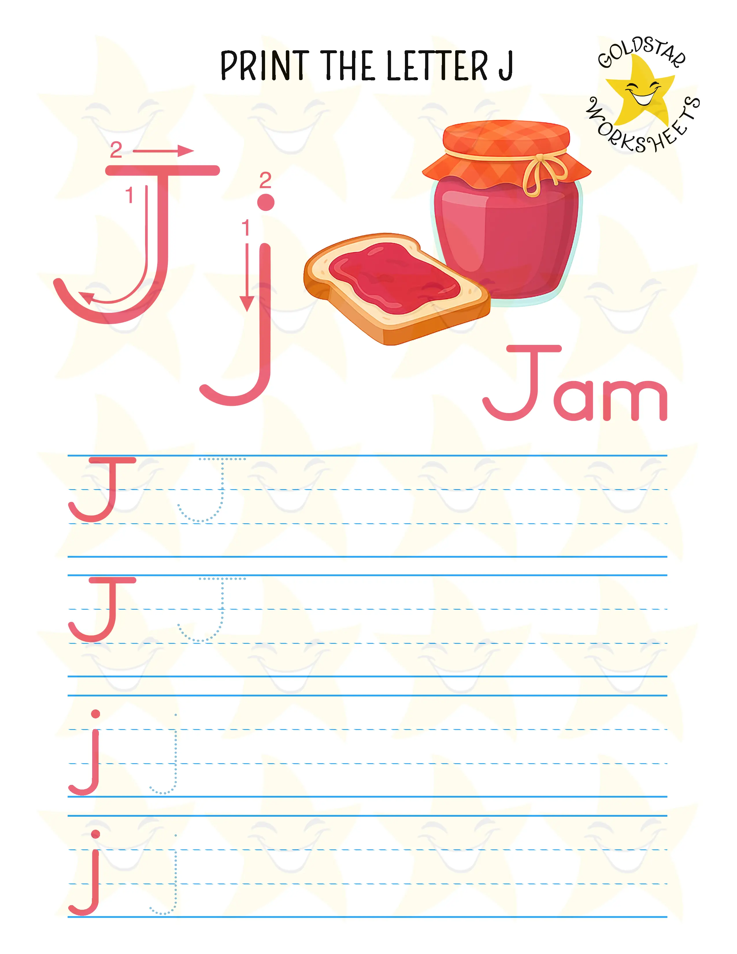Print Mixed Case Letter J Worksheet