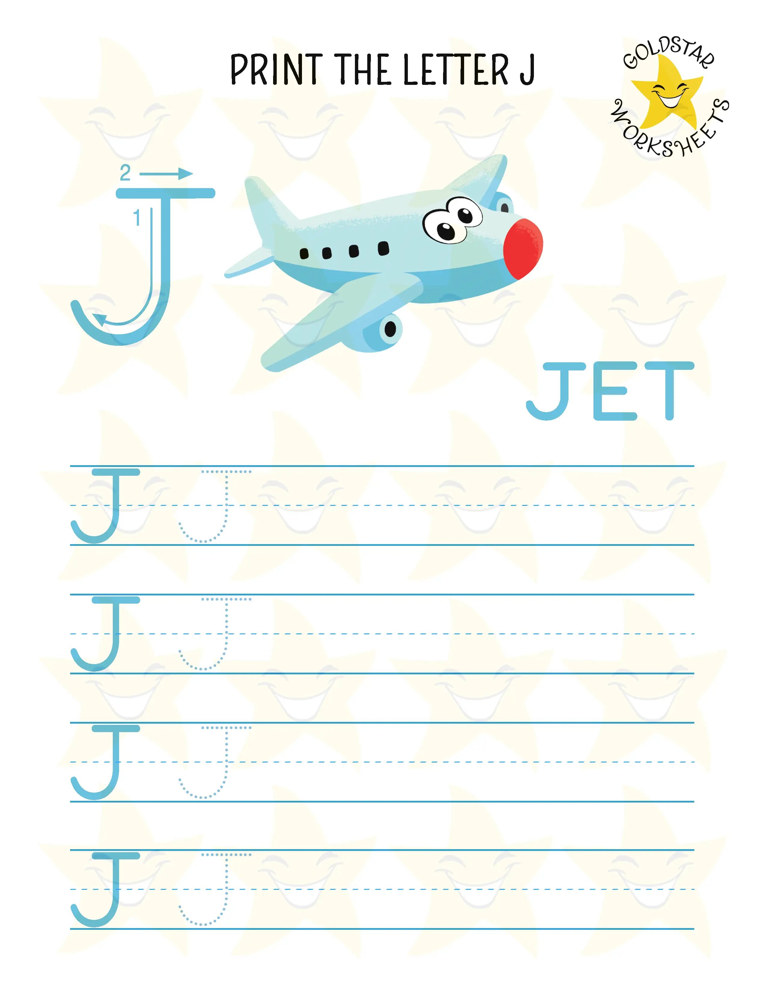 Print Uppercase Letter J Worksheet