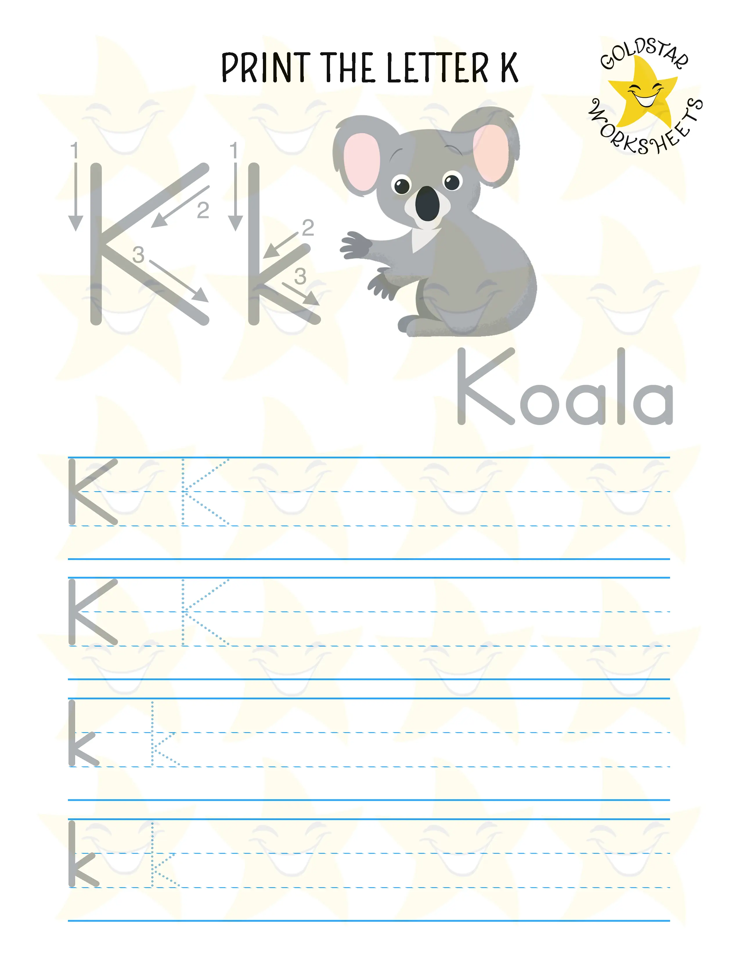 Print Mixed Case Letter K Worksheet