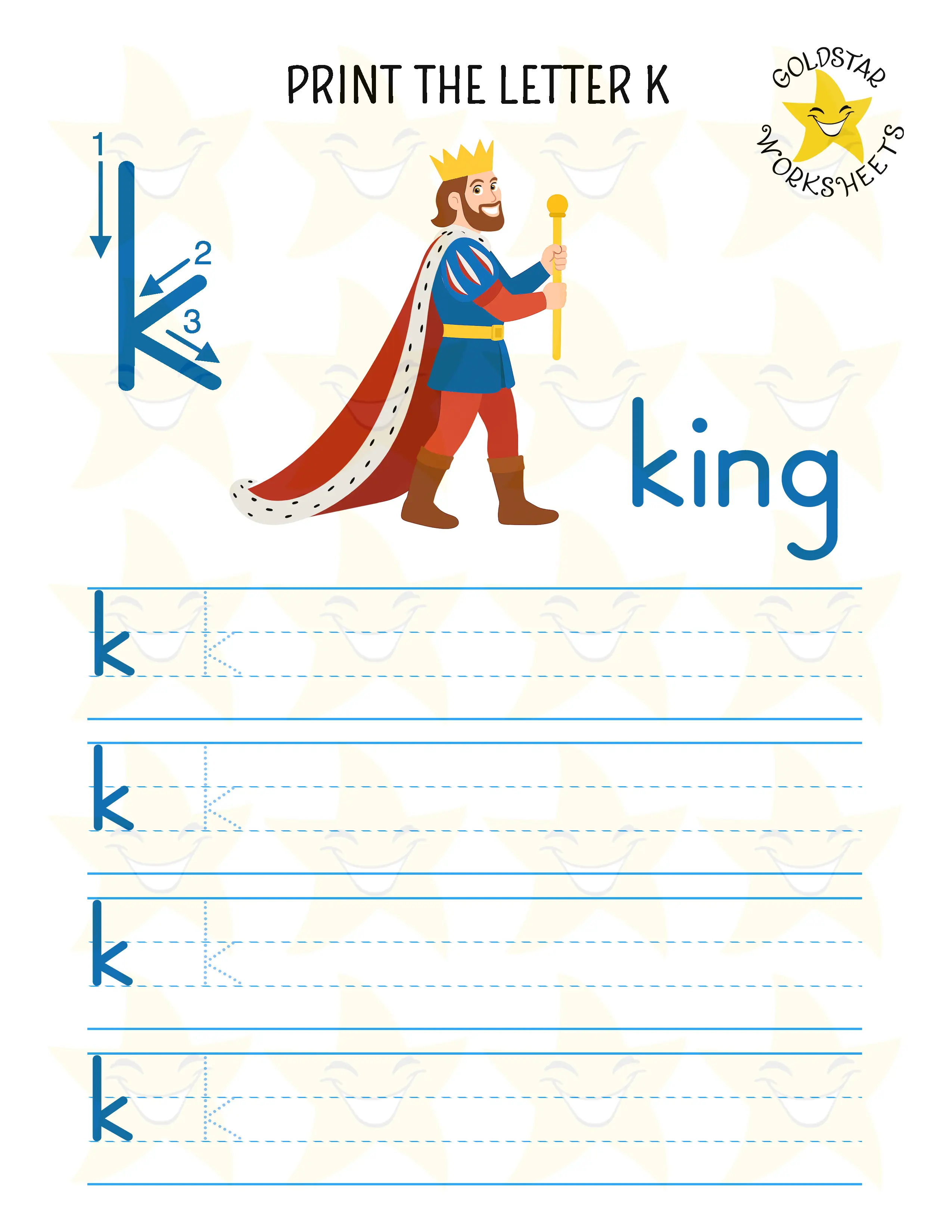 Print Lowercase Letter K Worksheet