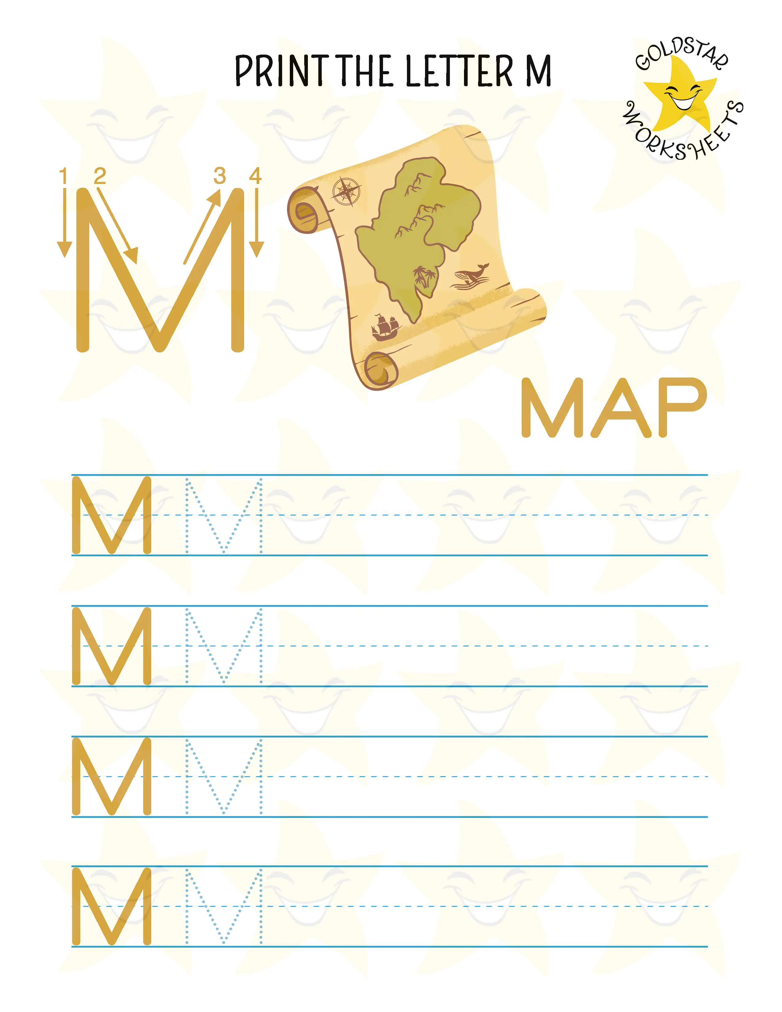 Print Uppercase Letter M Worksheet