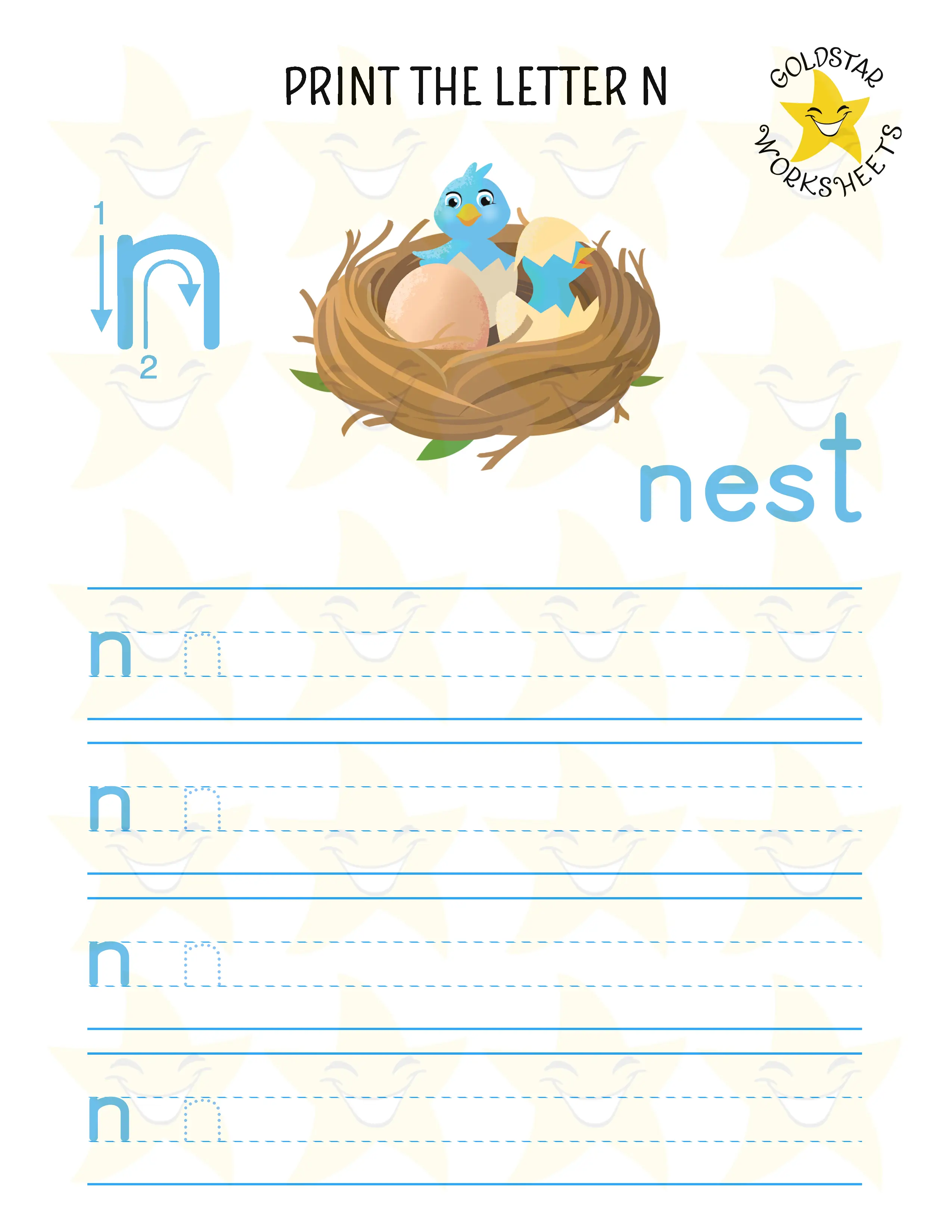 Print Lowercase Letter N Worksheet