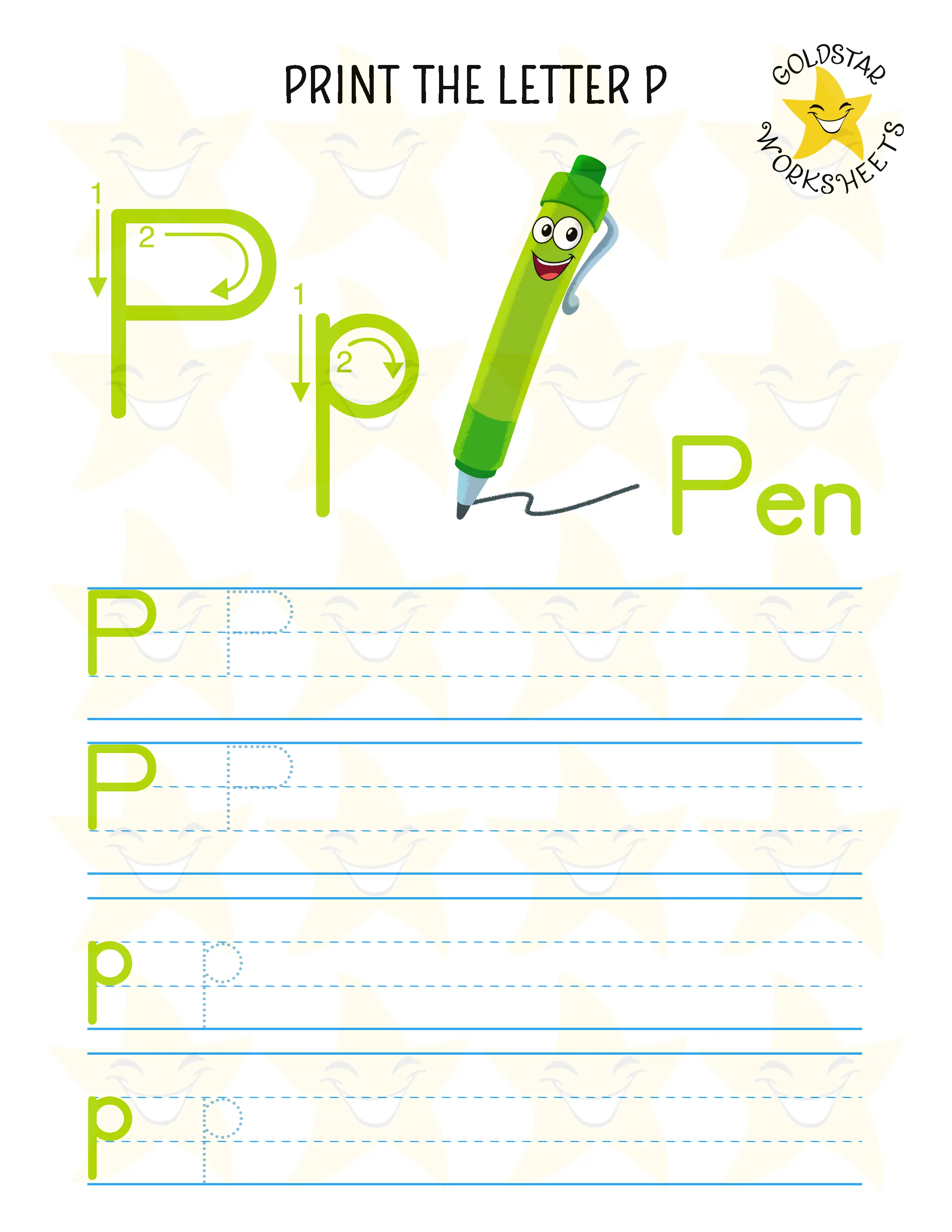 Print Mixed Case Letter P Worksheet