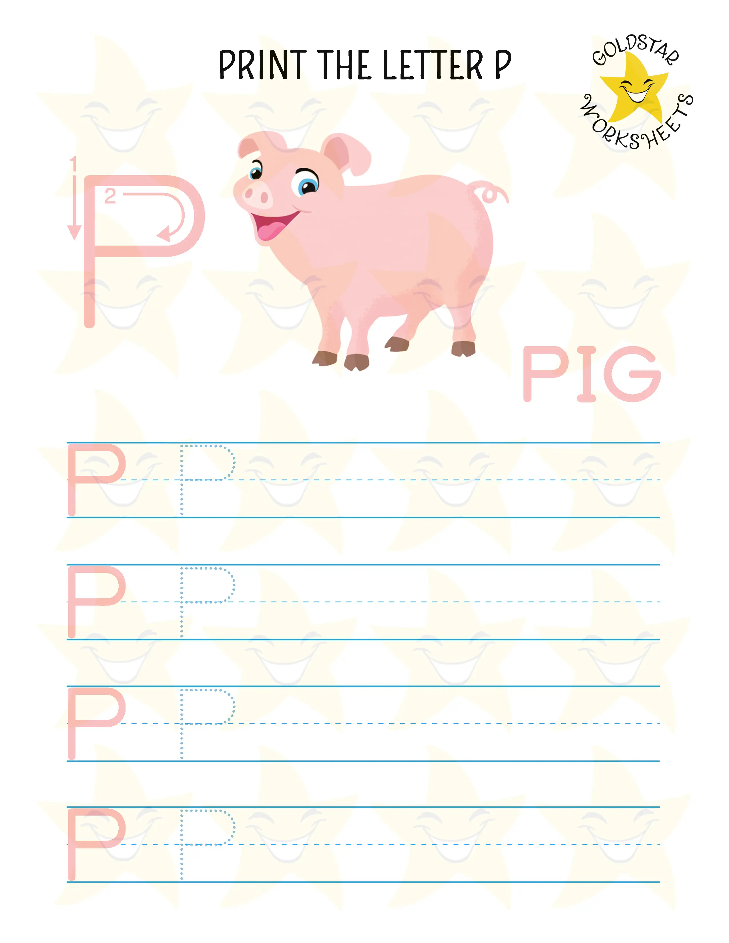 Print Uppercase Letter P Worksheet