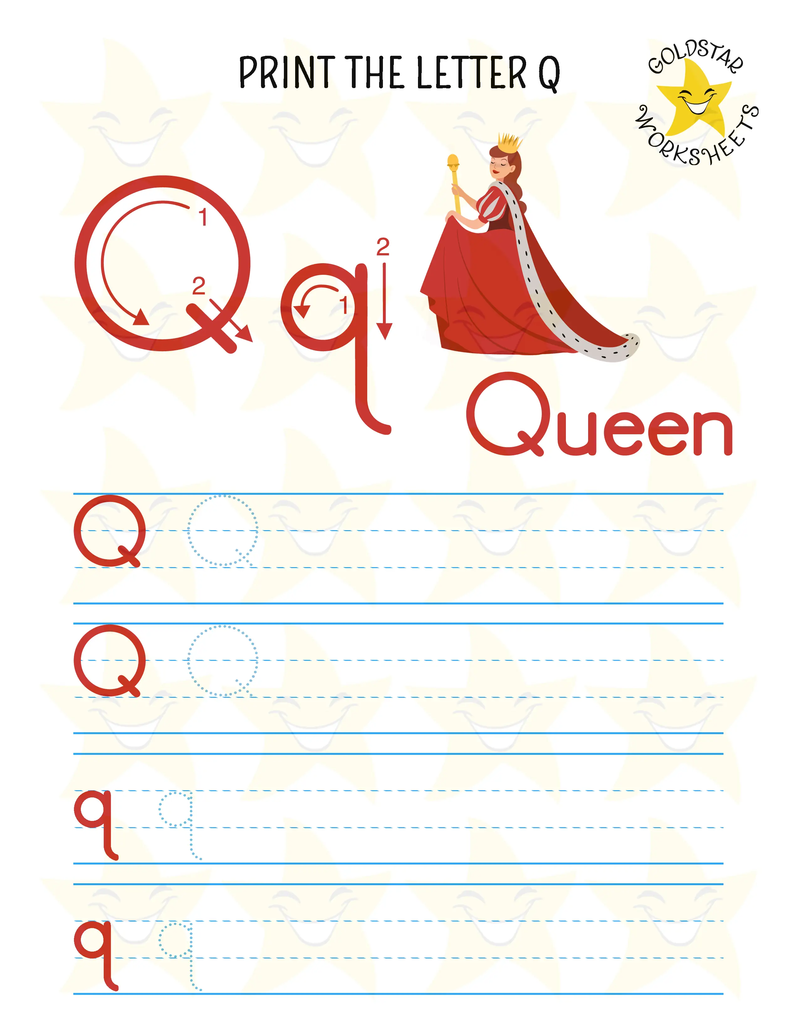 Print Mixed Case Letter Q Worksheet