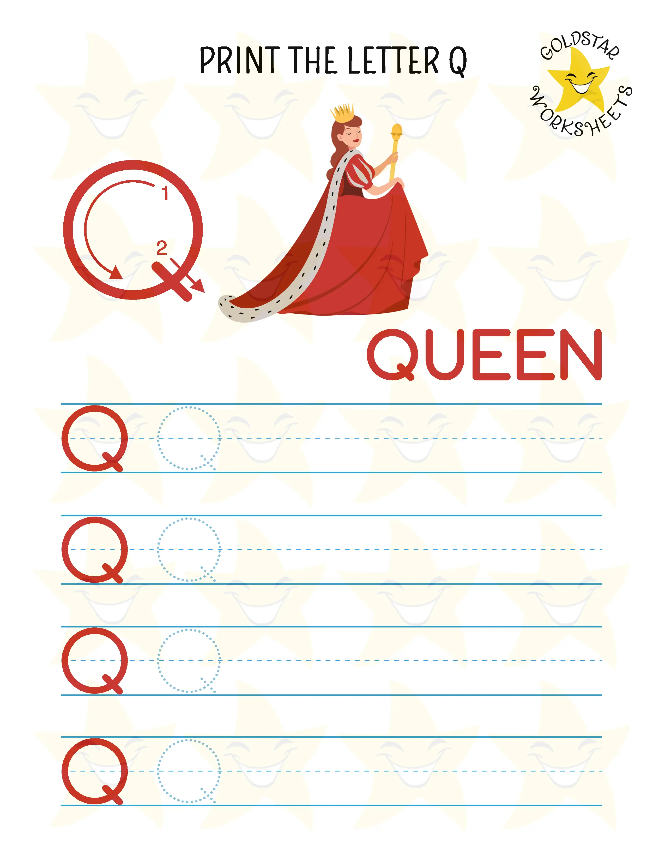 Print Uppercase Letter Q Worksheet