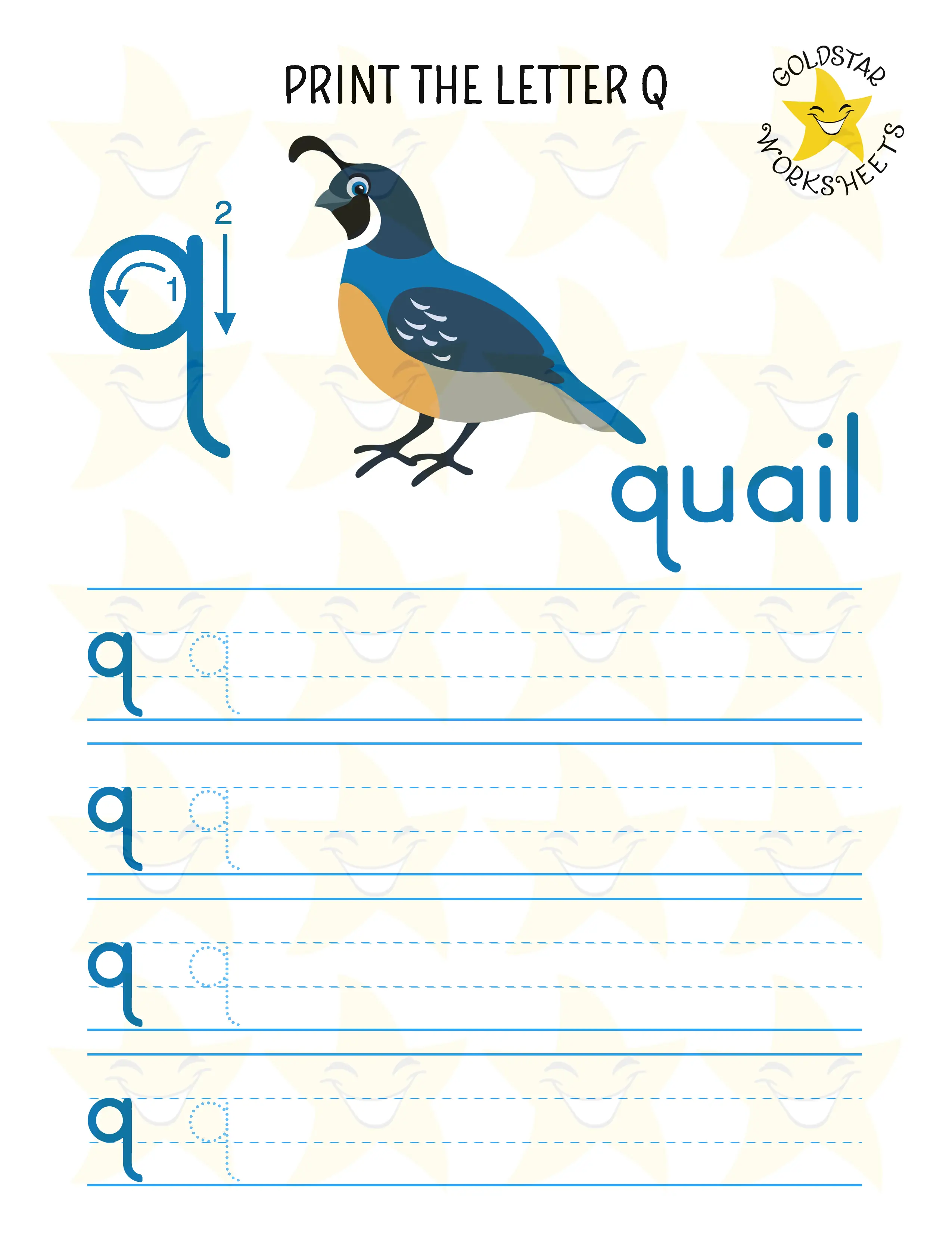 Print Lowercase Letter Q Worksheet