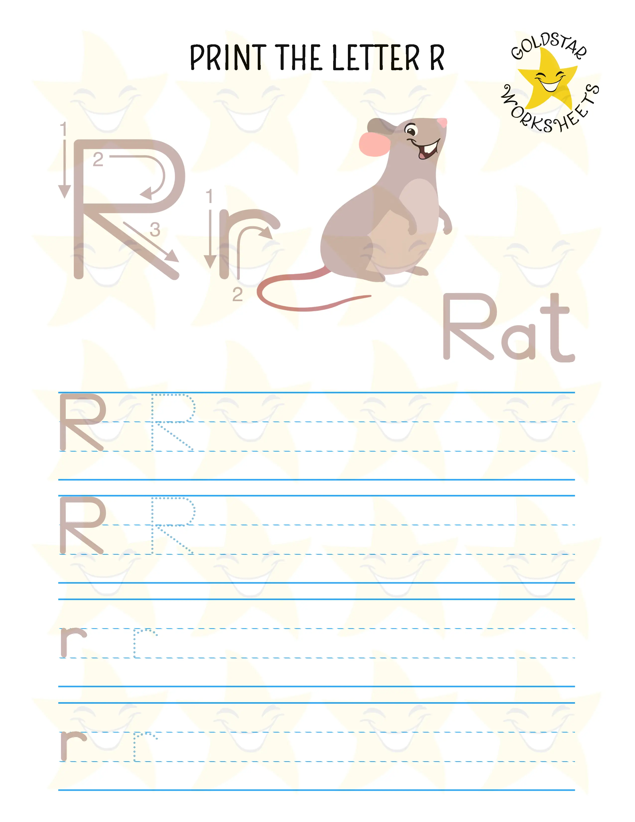 Print Mixed Case Letter R Worksheet