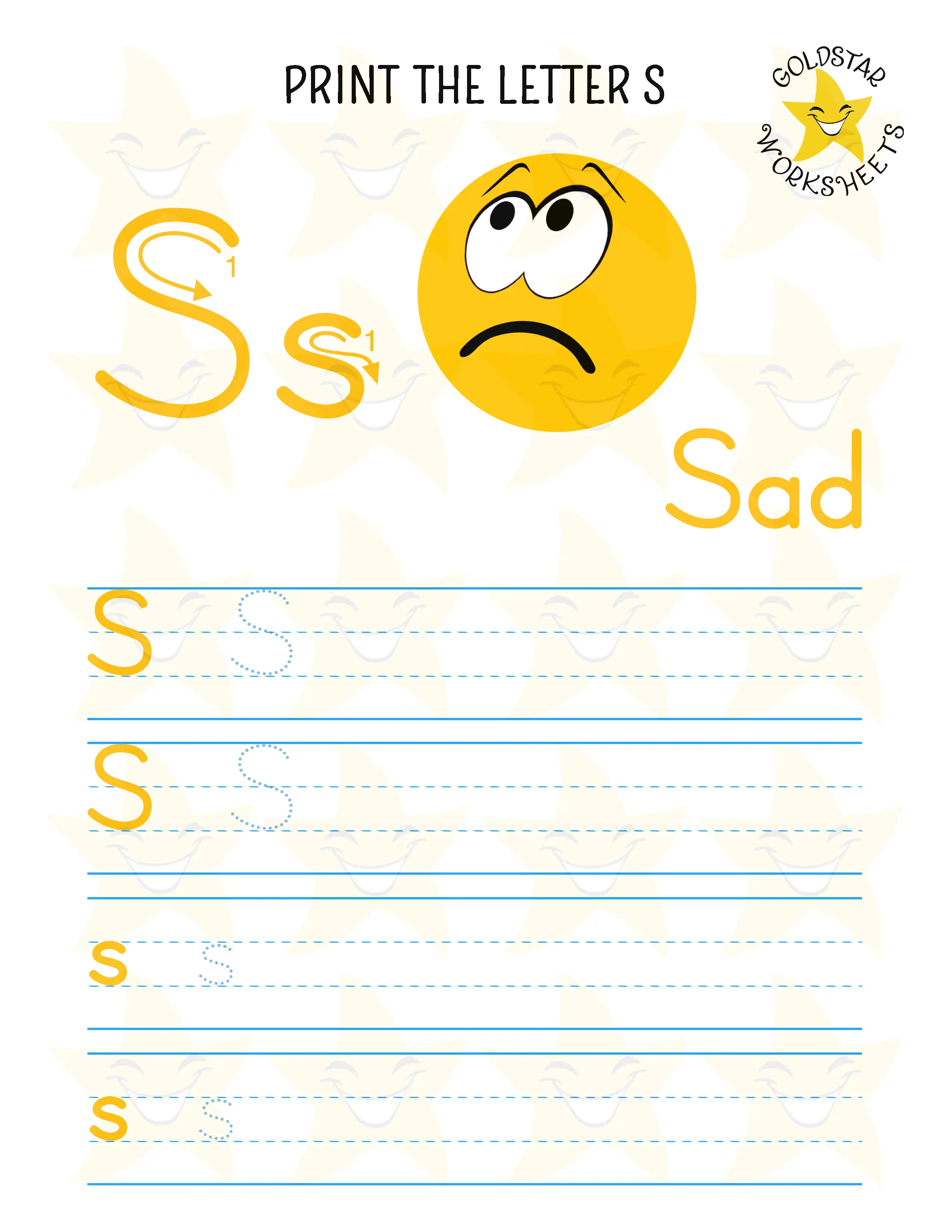 Print Mixed Case Letter S Worksheet