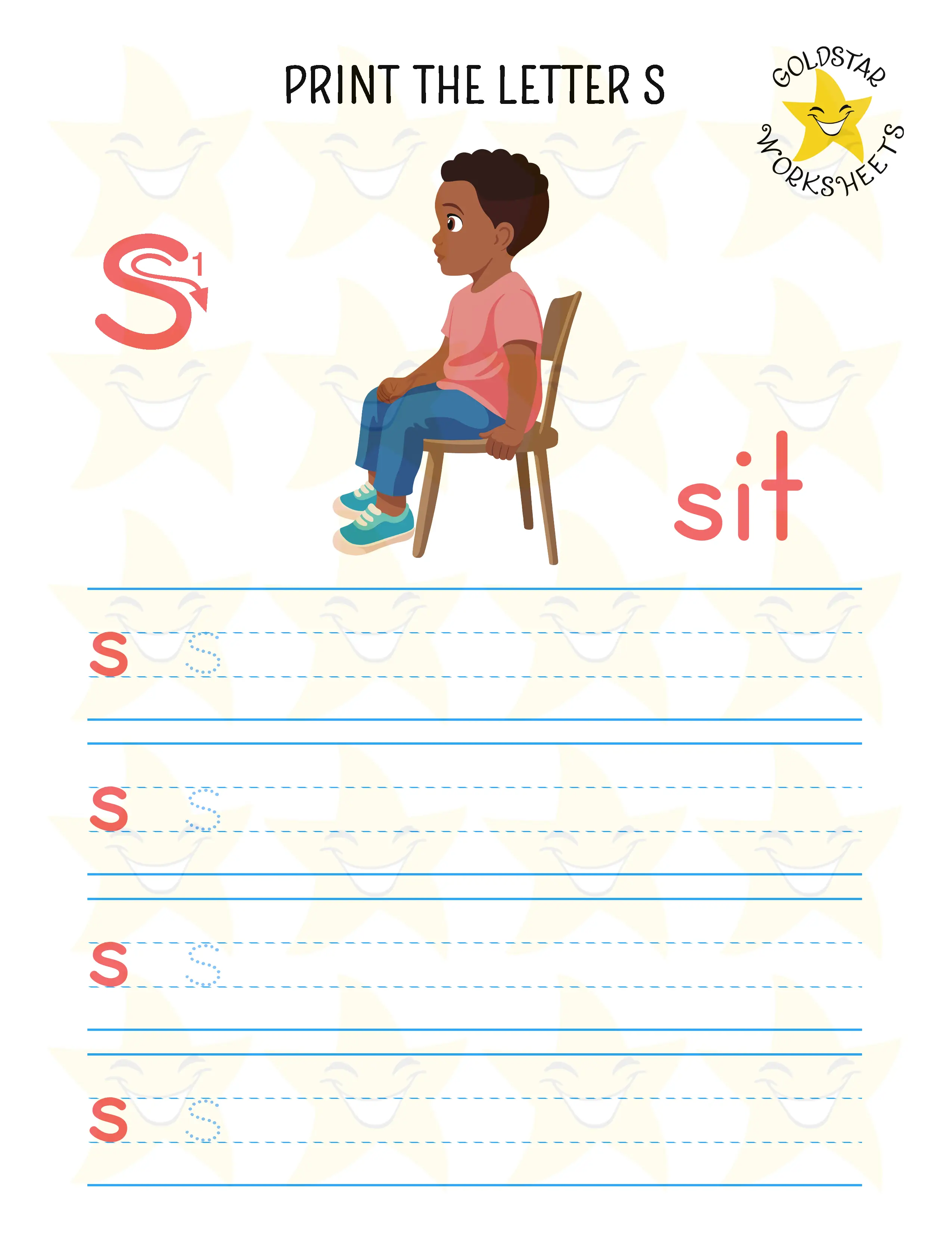 Print Lowercase Letter S Worksheet