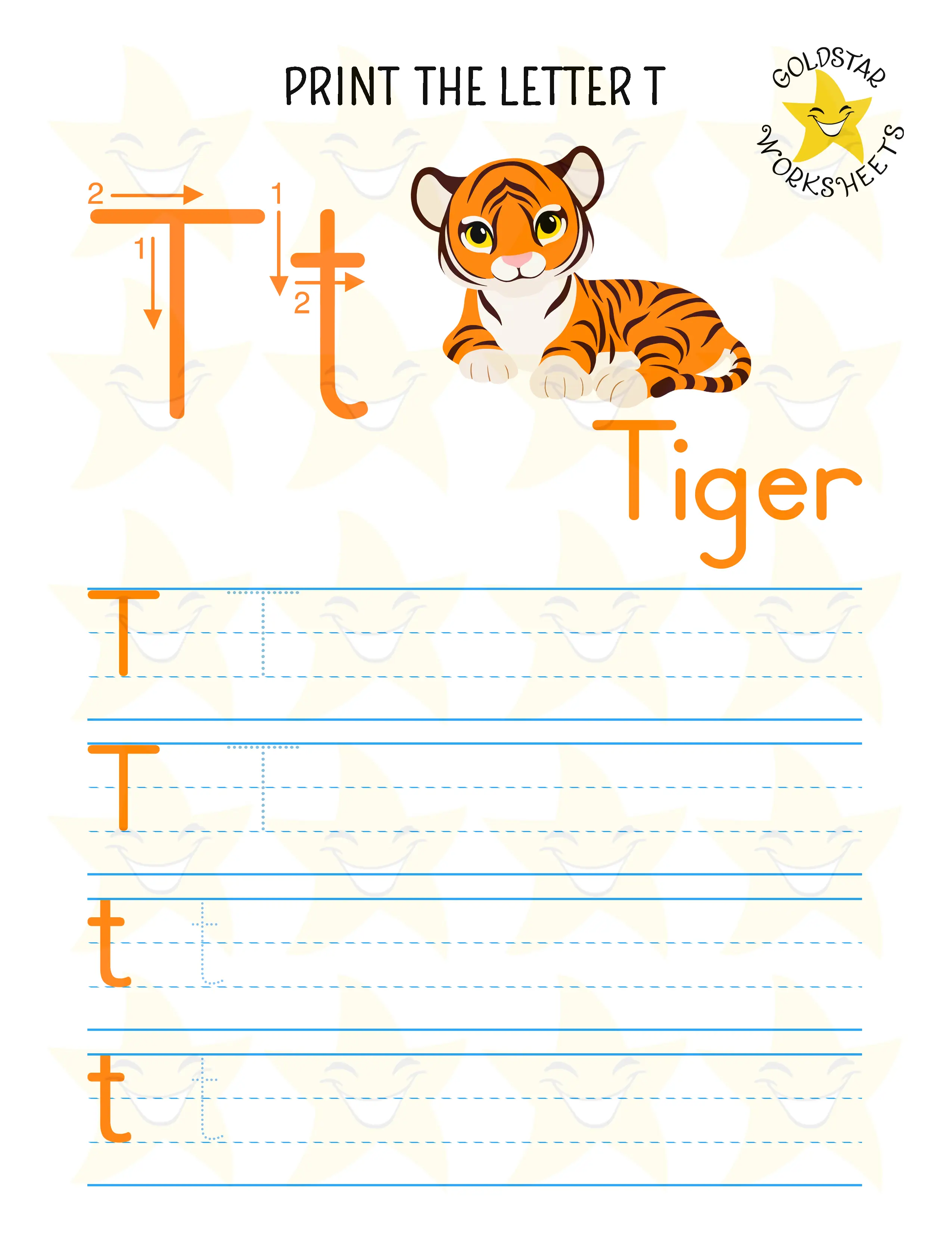 Print Mixed Case Letter T Worksheet