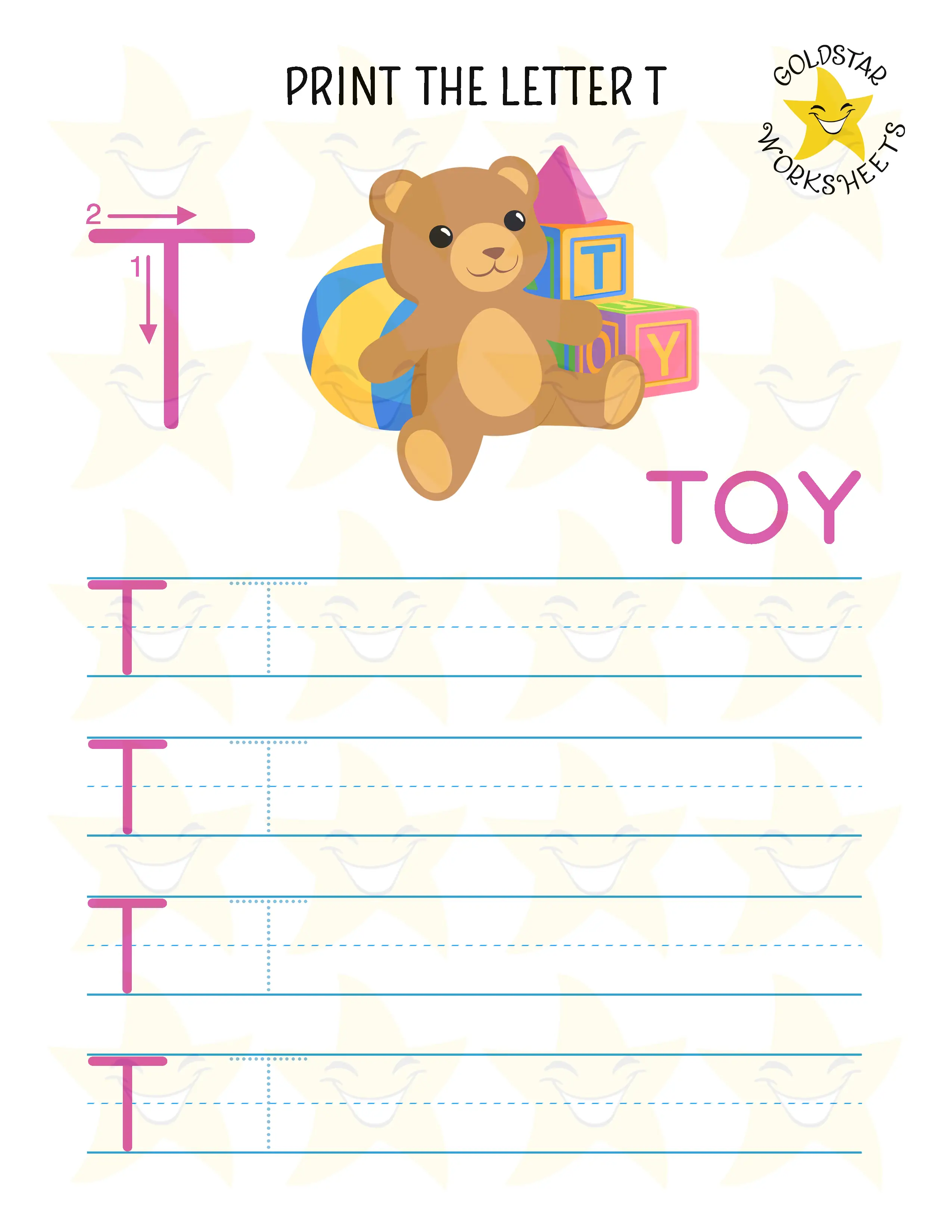 Print Uppercase Letter T Worksheet