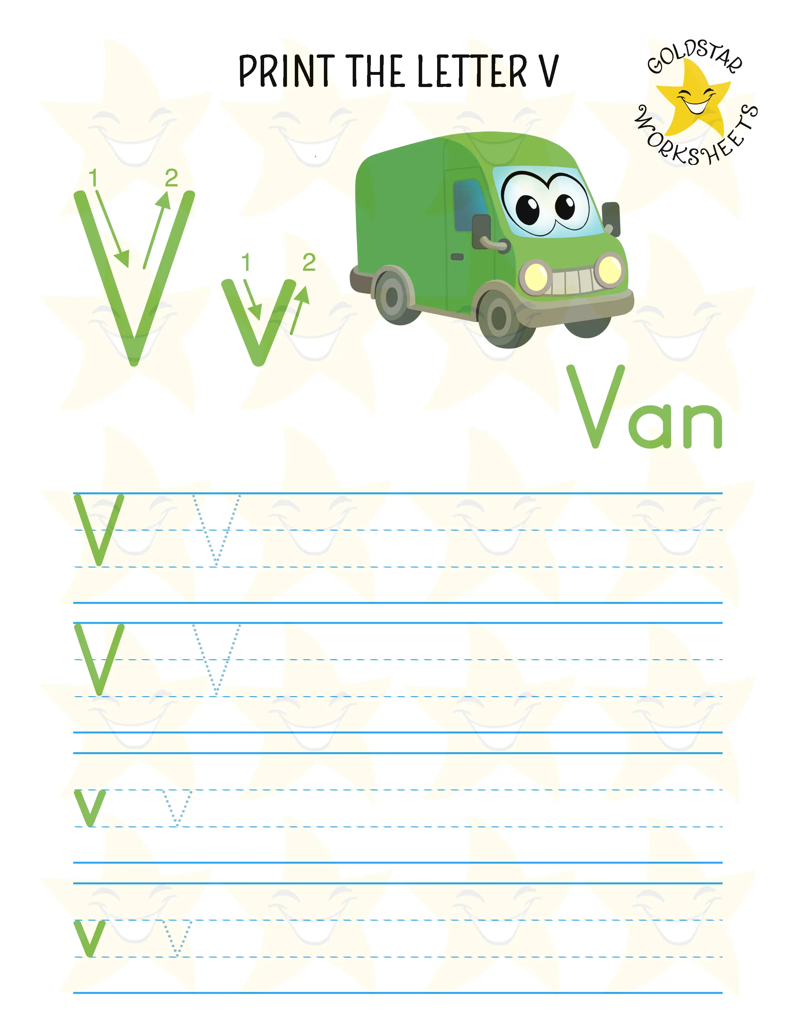 Print Mixed Case Letter V Worksheet
