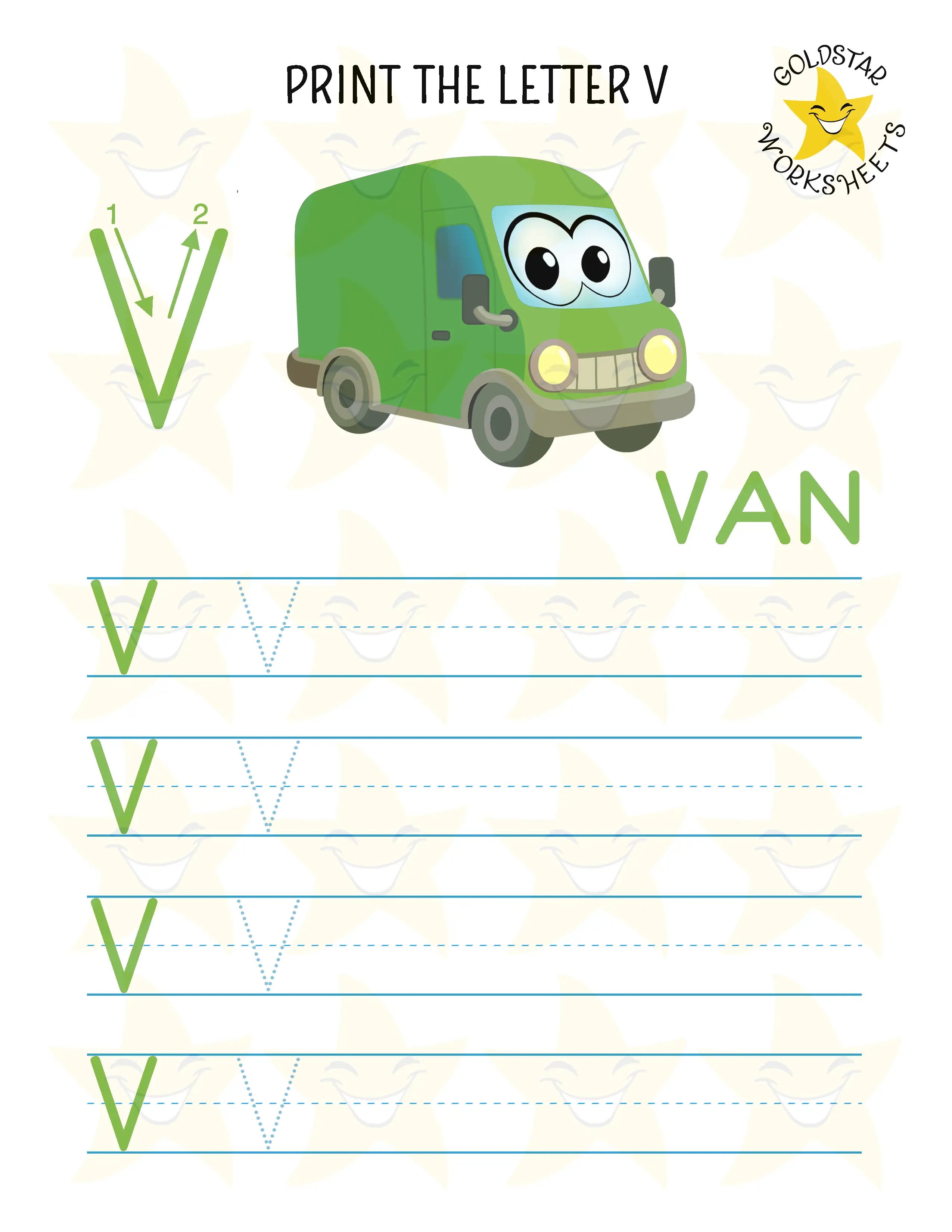 Print Uppercase Letter V Worksheet