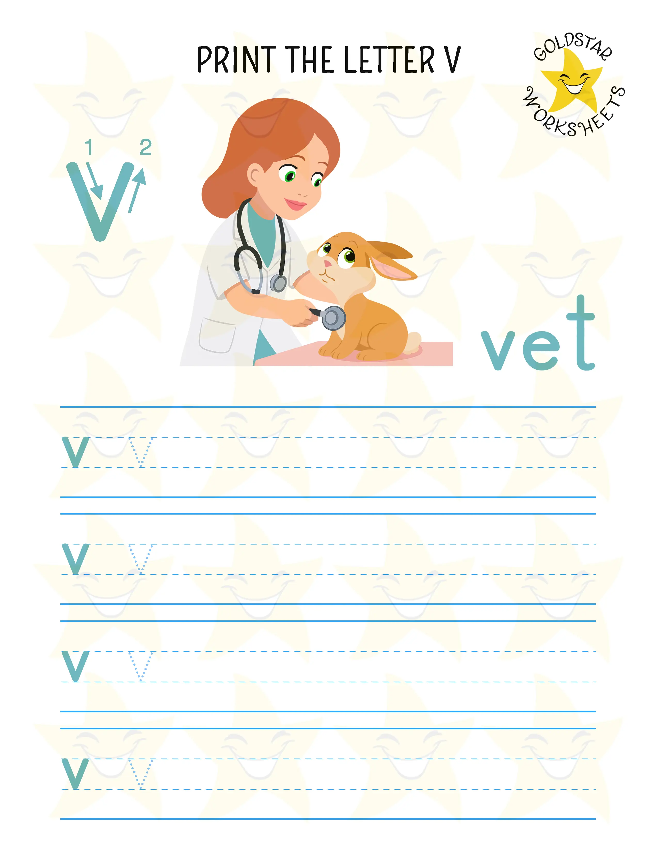 Print Lowercase Letter V Worksheet