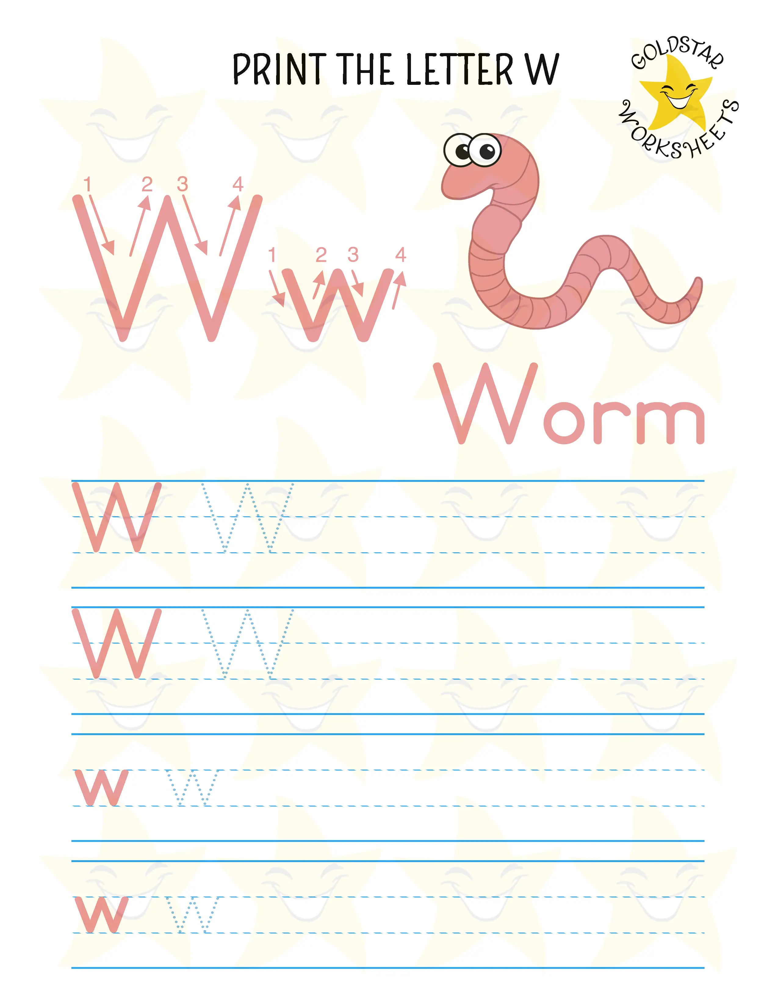 Print Mixed Case Letter W Worksheet