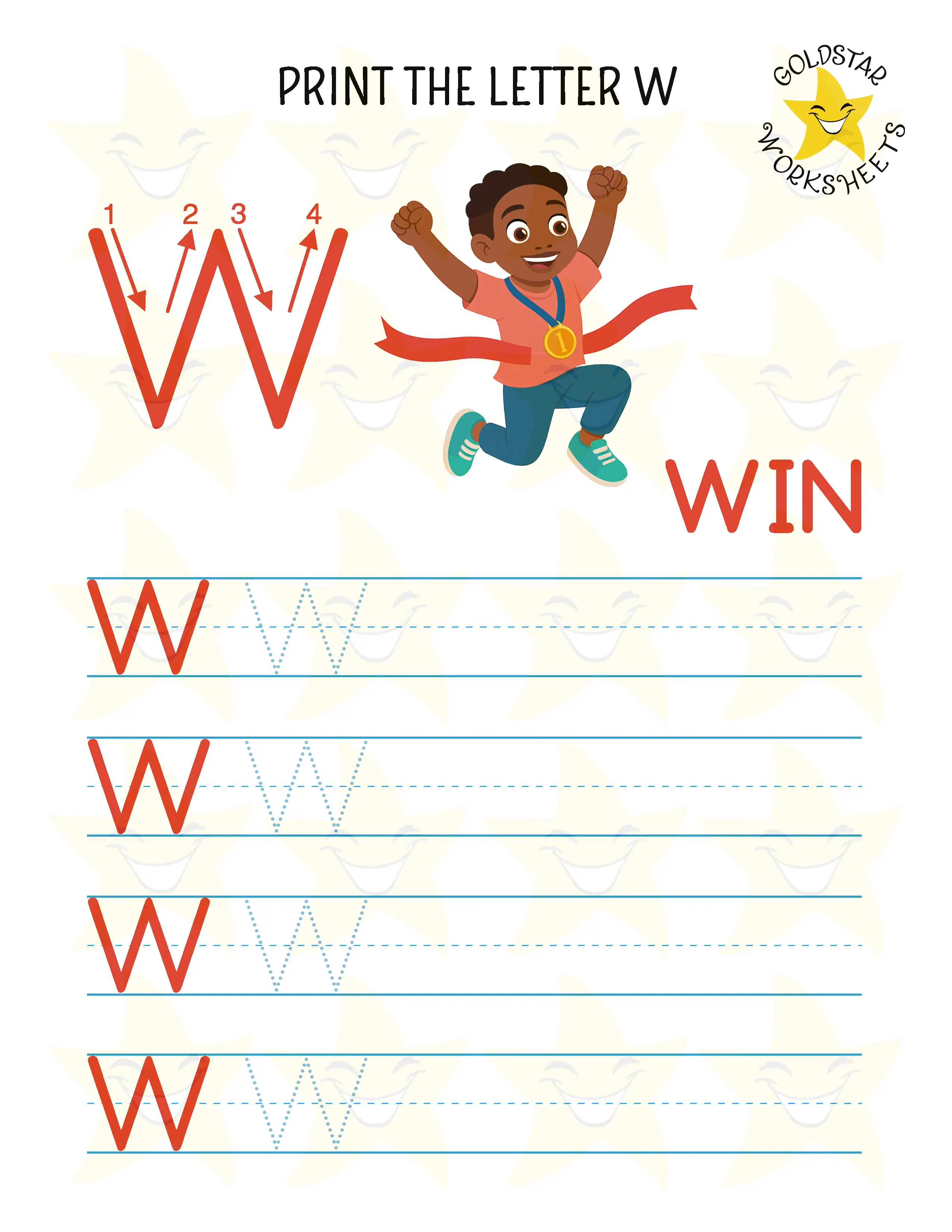 Print Uppercase Letter W Worksheet