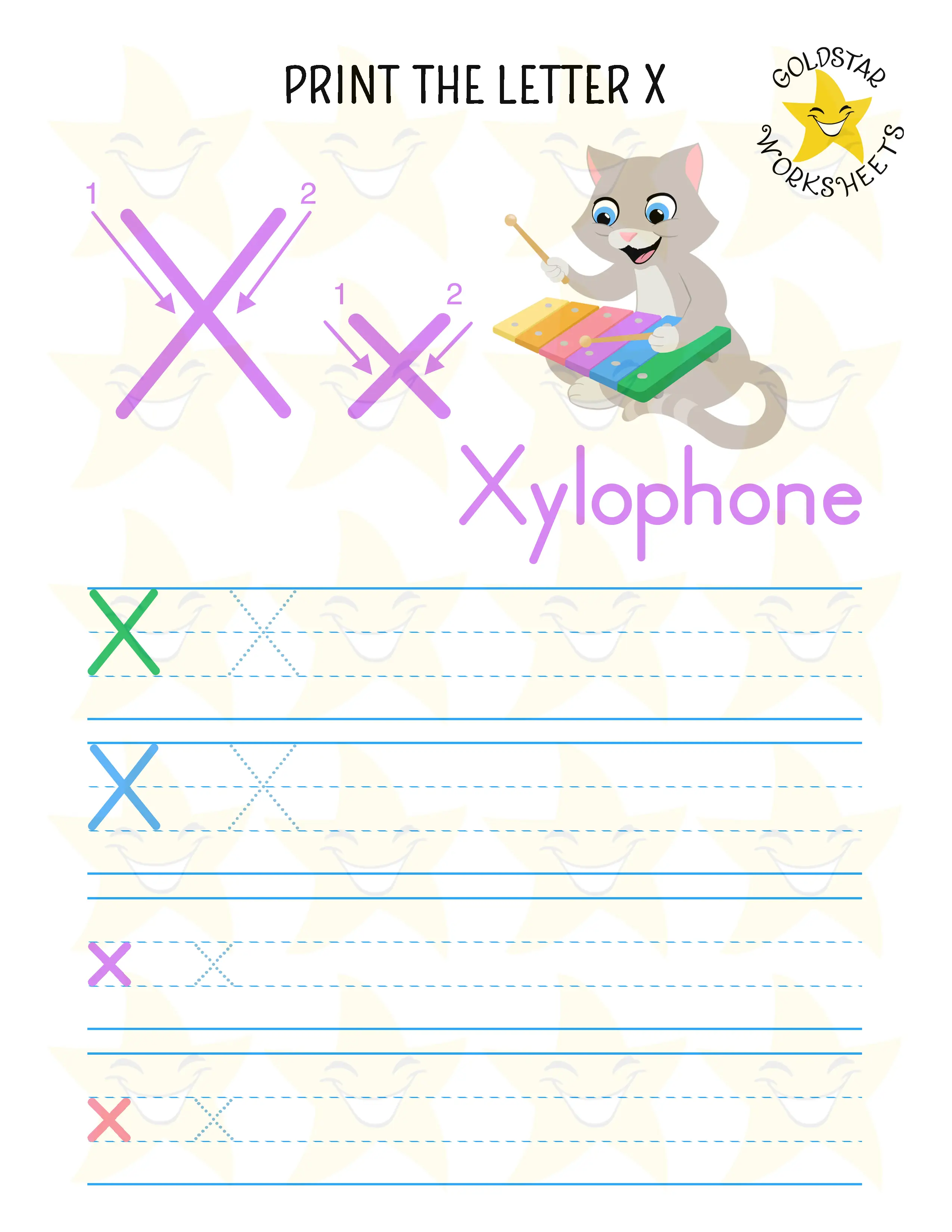 Print Mixed Case Letter X Worksheet