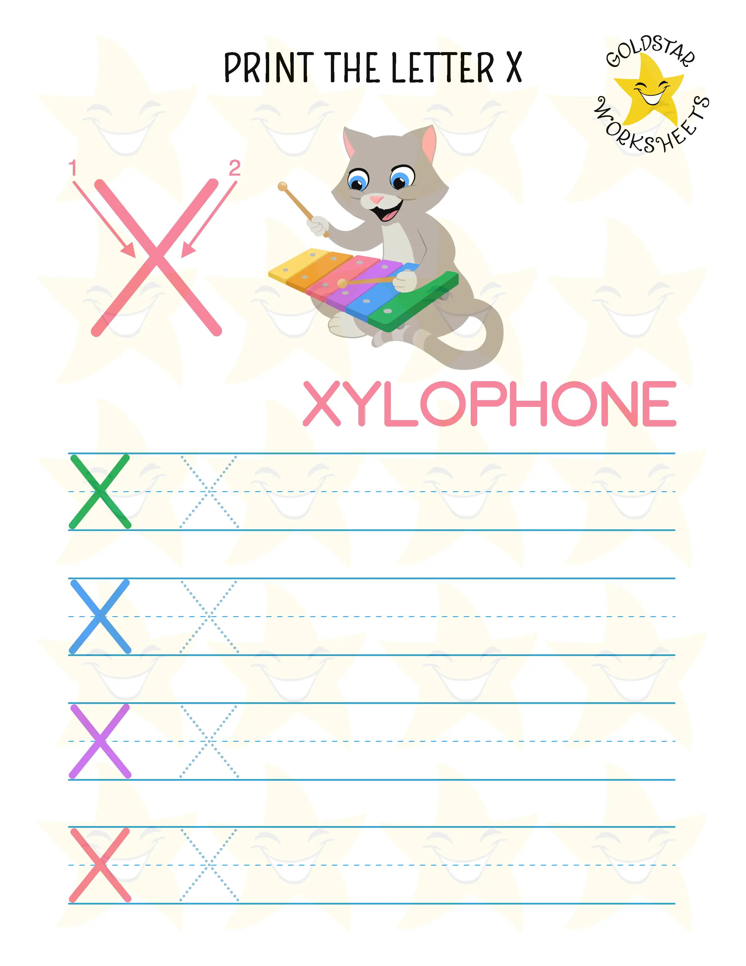 Print Uppercase Letter X Worksheet