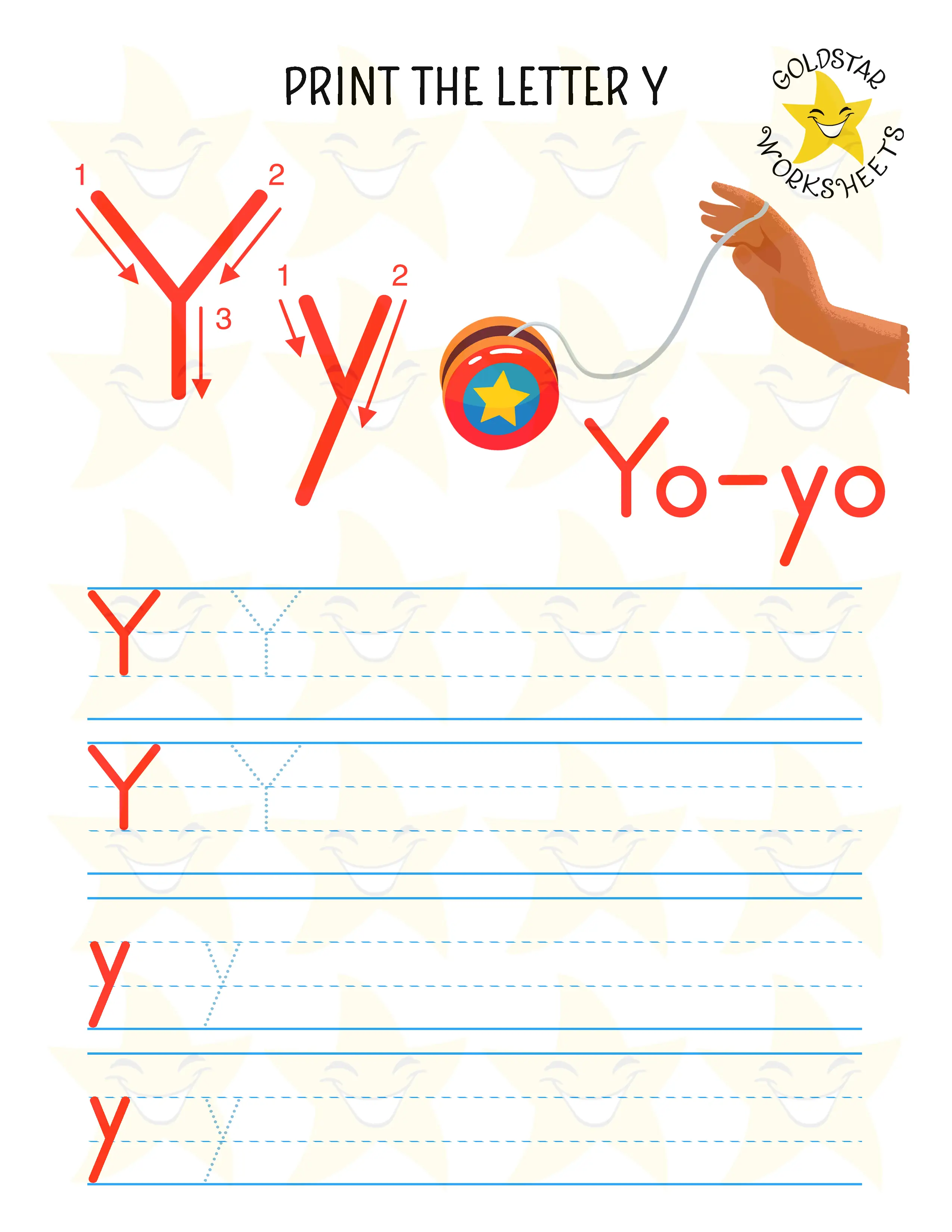 Print Mixed Case Letter Y Worksheet