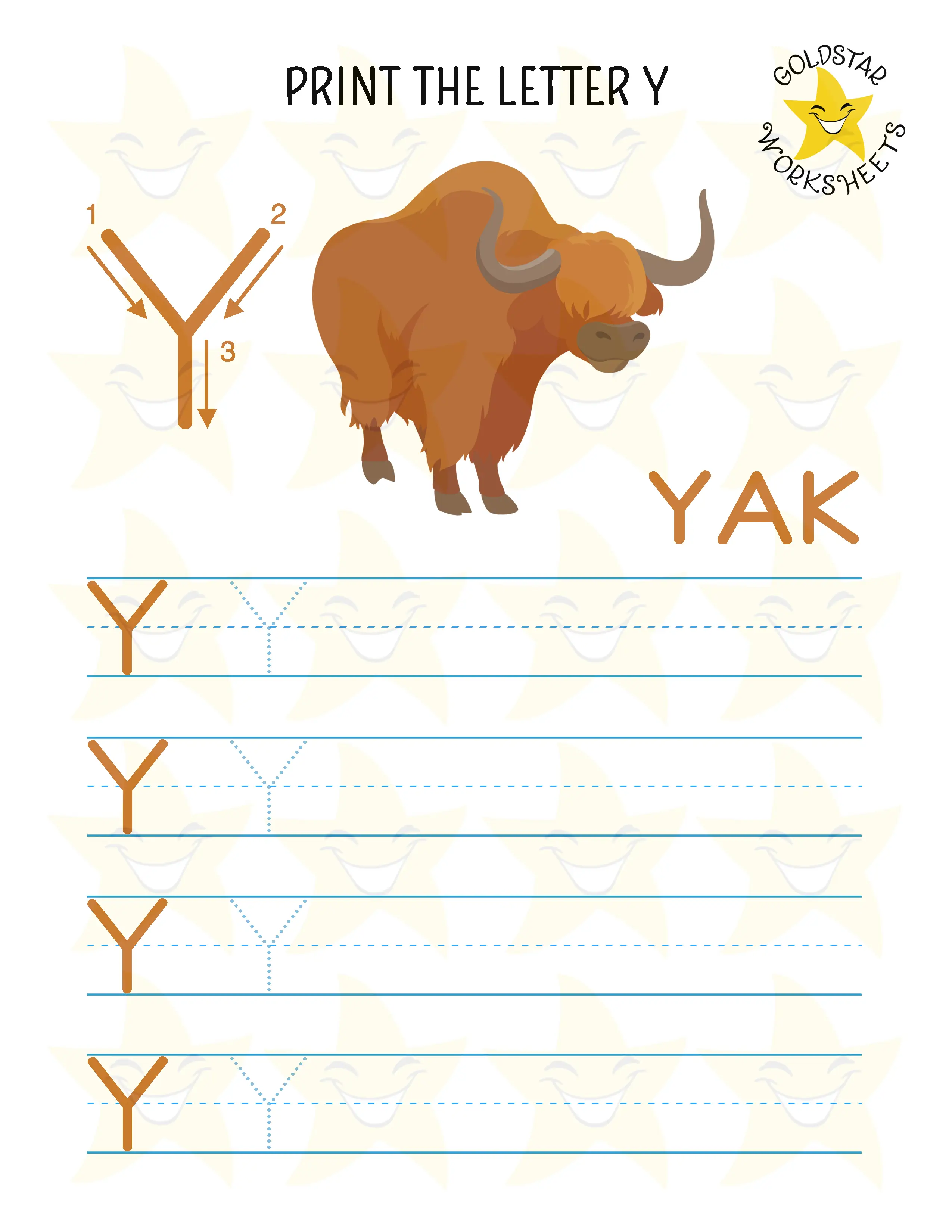 Print Uppercase Letter Y Worksheet